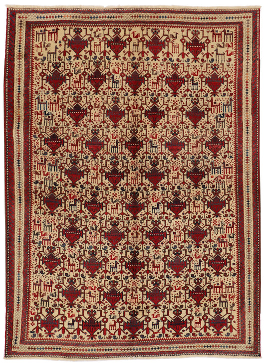 Semi Antique Hand Knotted Persian All Wool Rug, Afshar carpet