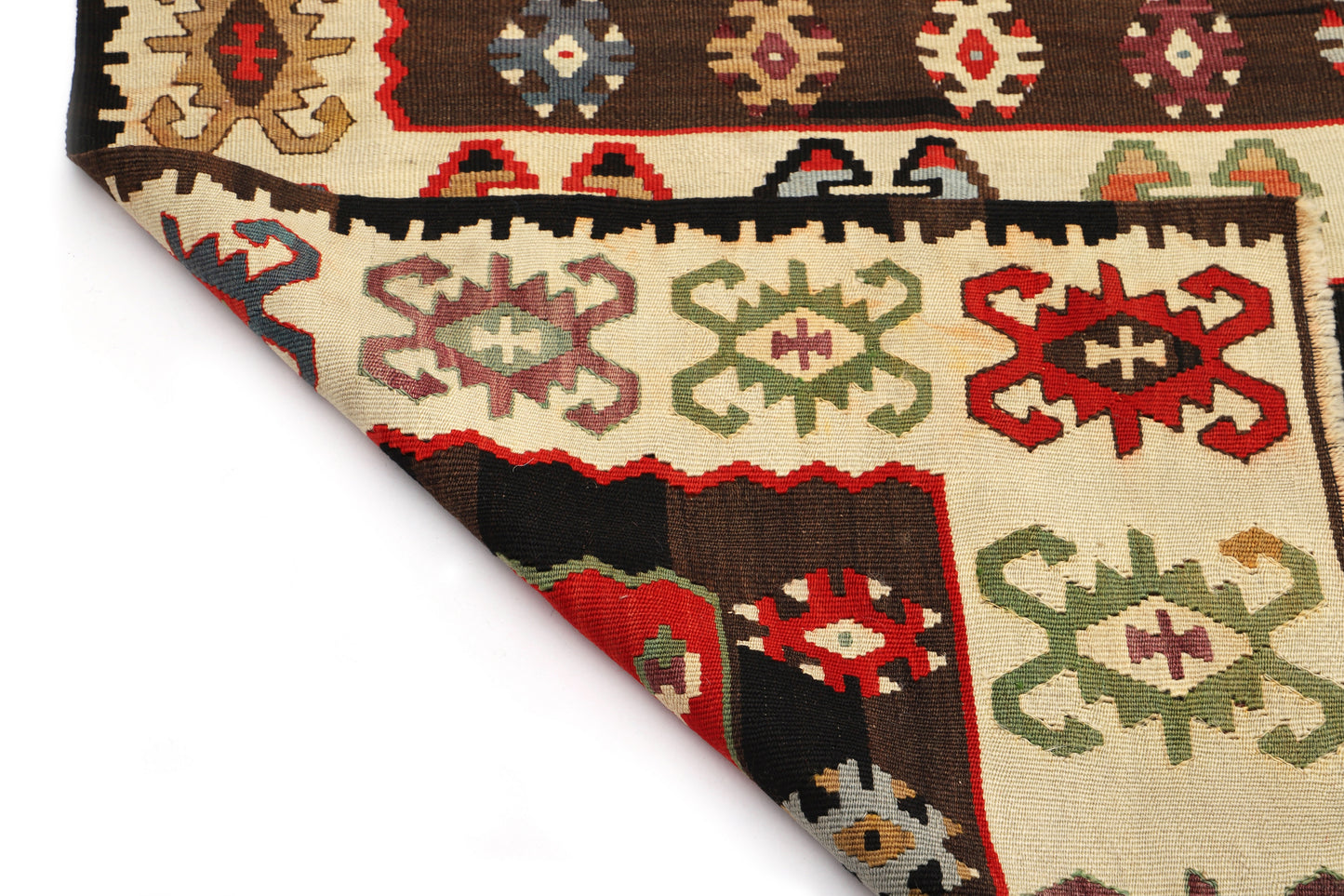 Mid Century Hand Knotted All Wool Balkan Kilim Rug