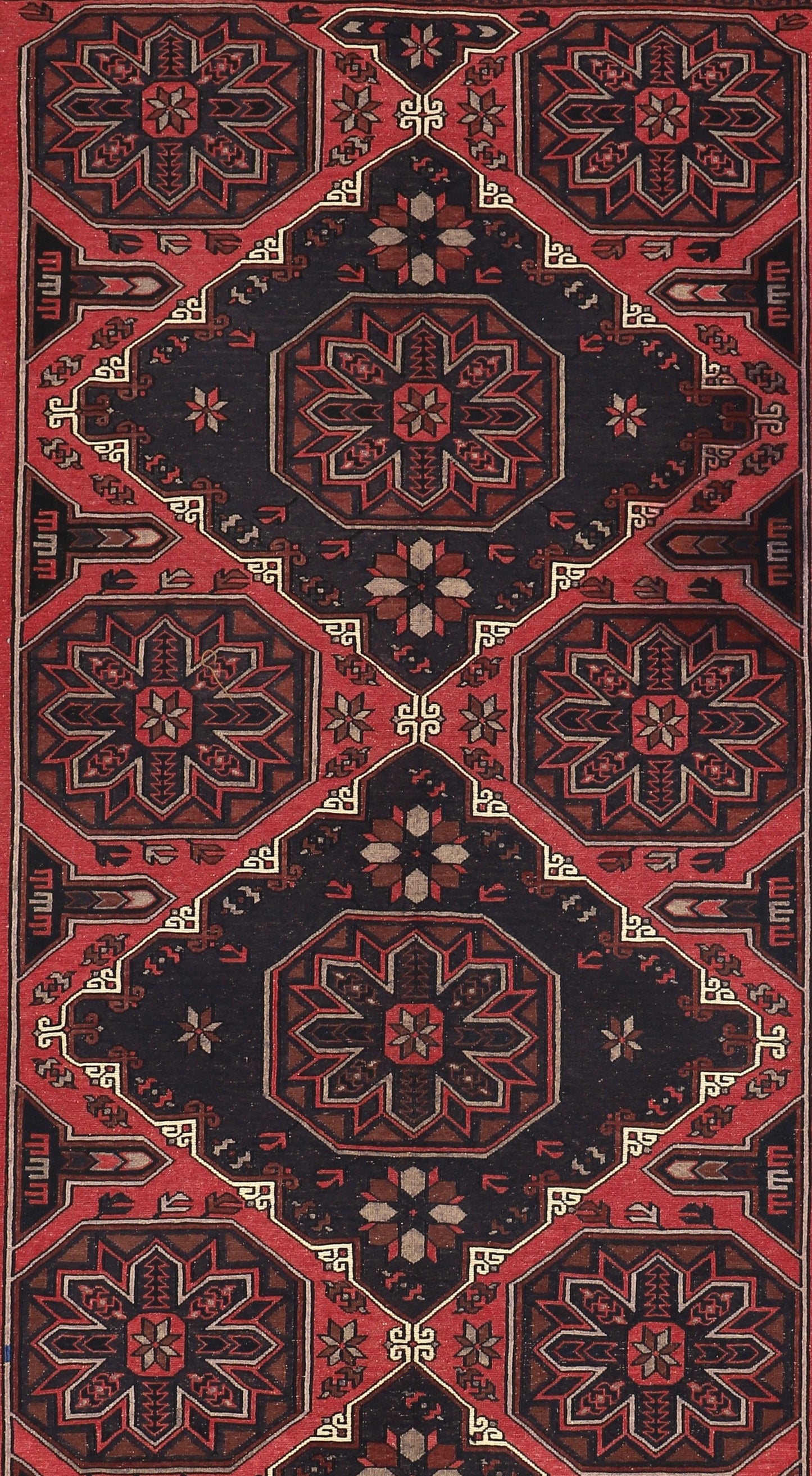 1960s Semi-Antique, Hand Knotted All Wool, Caucasian Soumak Rug (6′8″ × 12′)