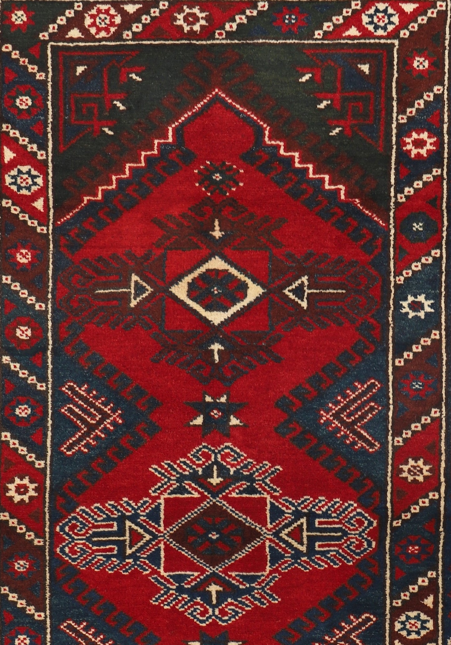 1980s Vintage Hand Knotted All Wool Turkish Rug, Dosemealti Carpet (4'2" x 6'7")