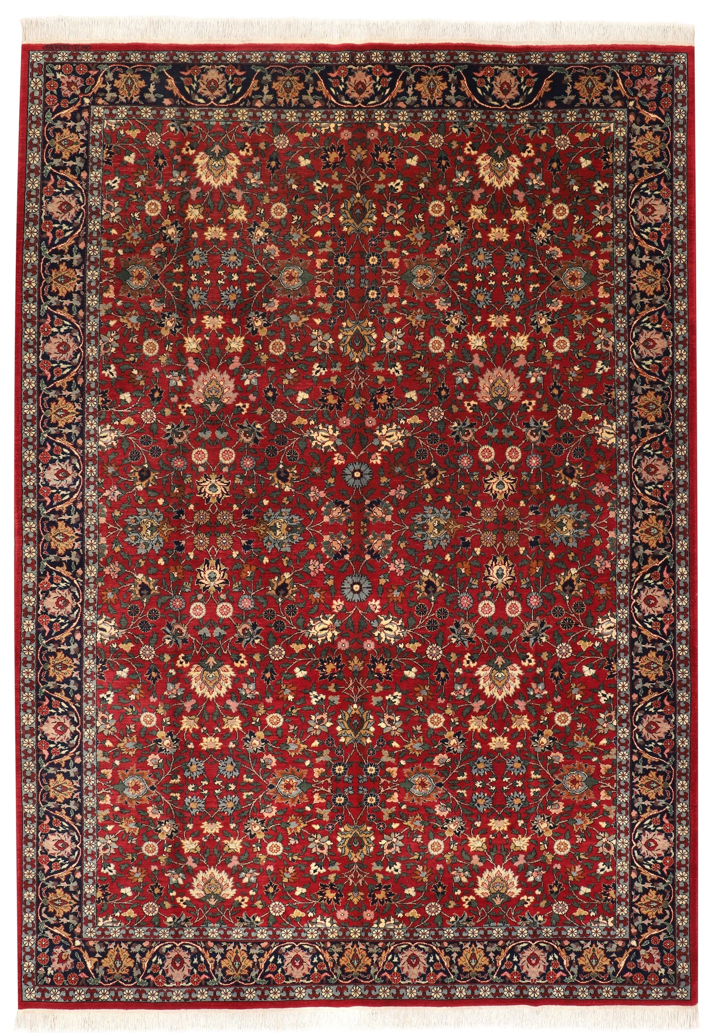 Hand Knotted Cotton on Wool Turkish Rug, Hereke Carpet