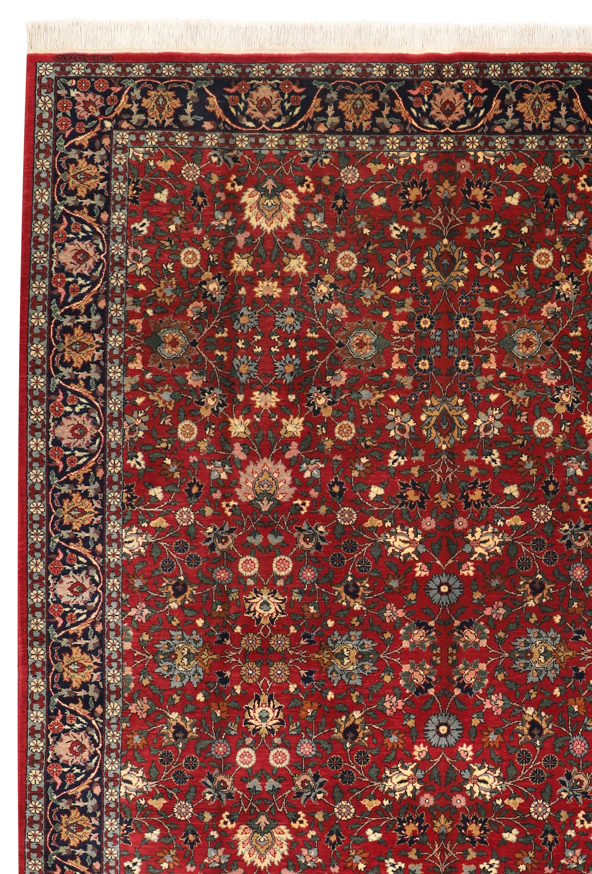 Hand Knotted Cotton on Wool Turkish Rug, Hereke Carpet