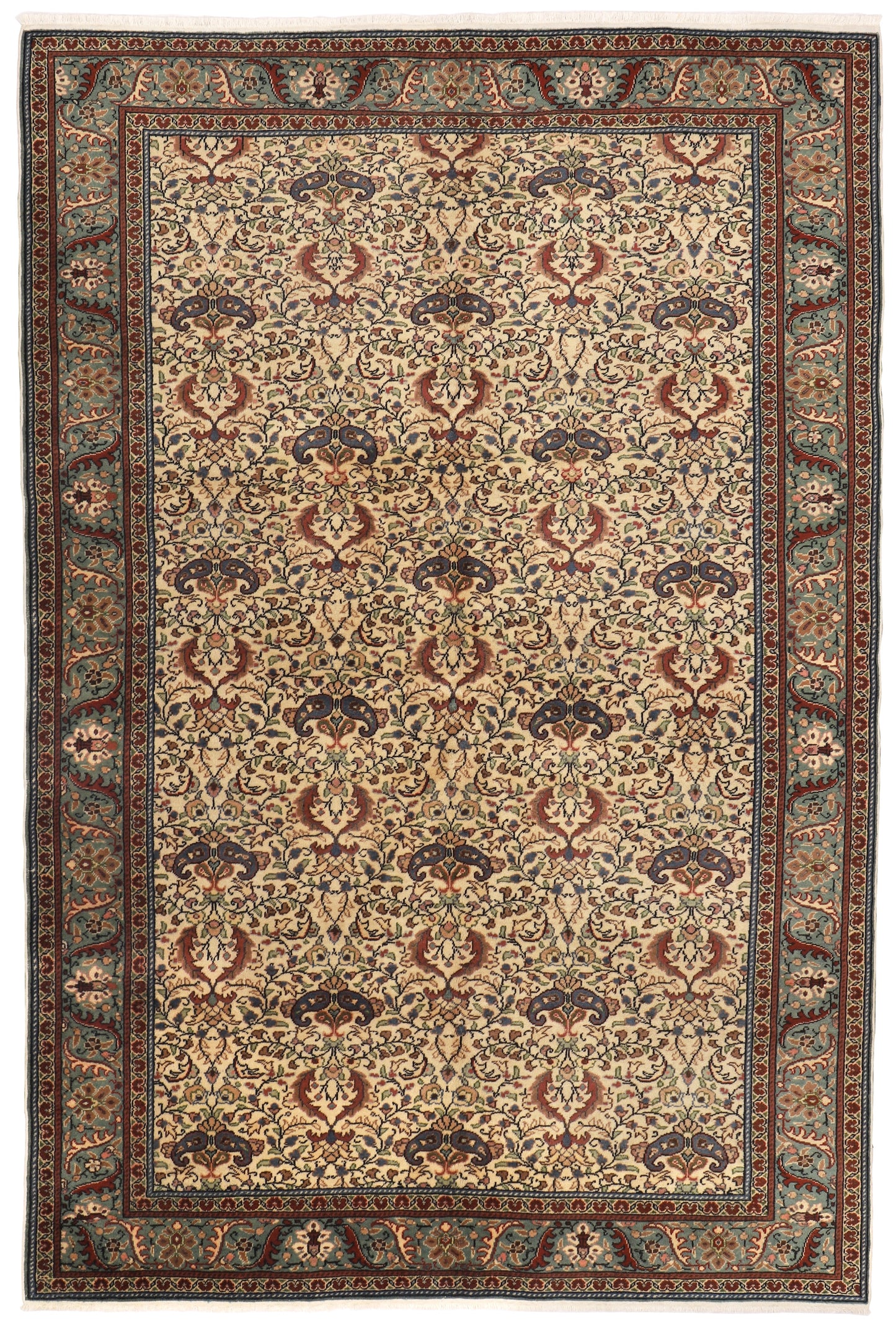 Vintage Hand Knotted Wool on Cotton Turkish Rug, Kayseri Carpet