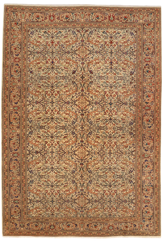 Vintage Hand Knotted Wool on Cotton Turkish Rug, Kayseri Carpet