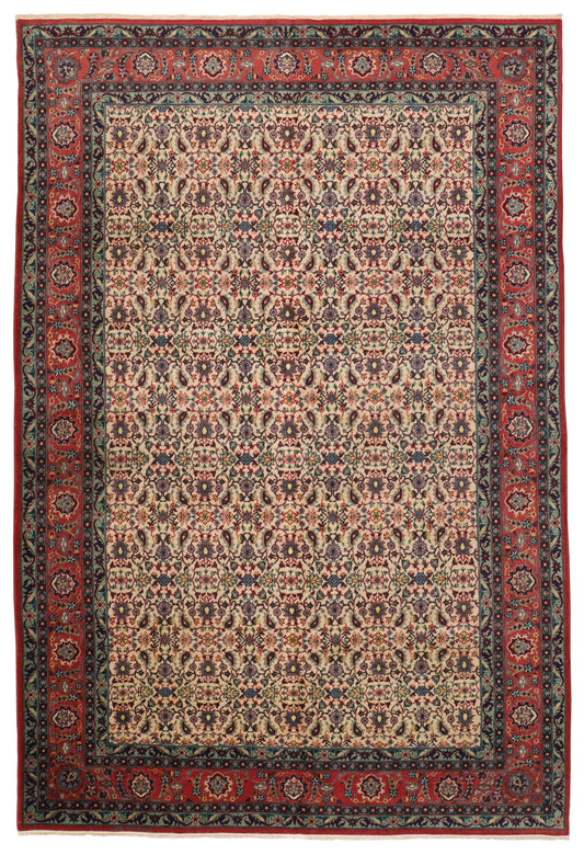 1960s Semi Antique Hand Knotted Wool On Cotton Turkish Rug, Kemaliye Carpet (6′7″ × 9′8″)