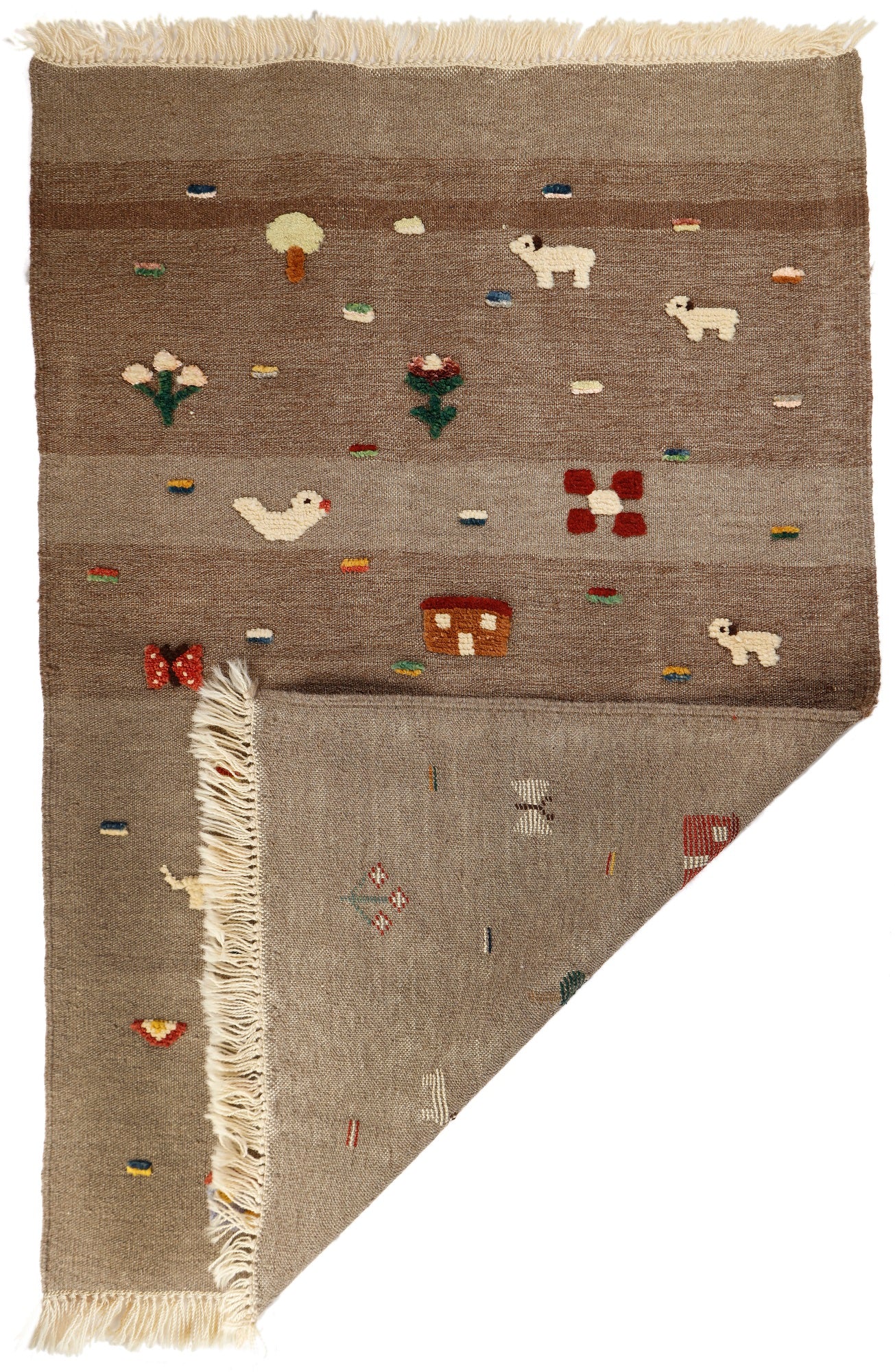 Handwoven Kids Rug: Our Village Turkish Kilim Rug (3`4`` x 4`10``)