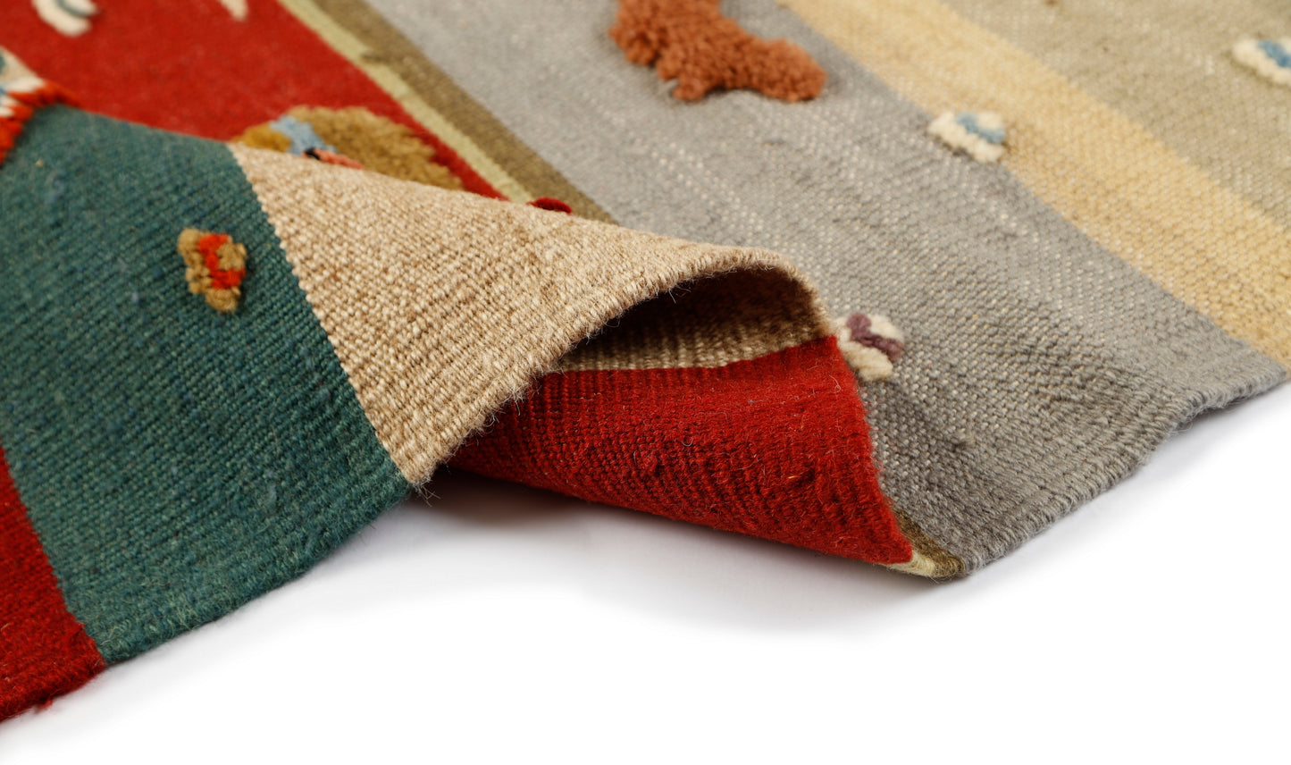 Handwoven Kids Rug: Colorful Street Turkish Kilim Rug (4`1`` x 5`3``)