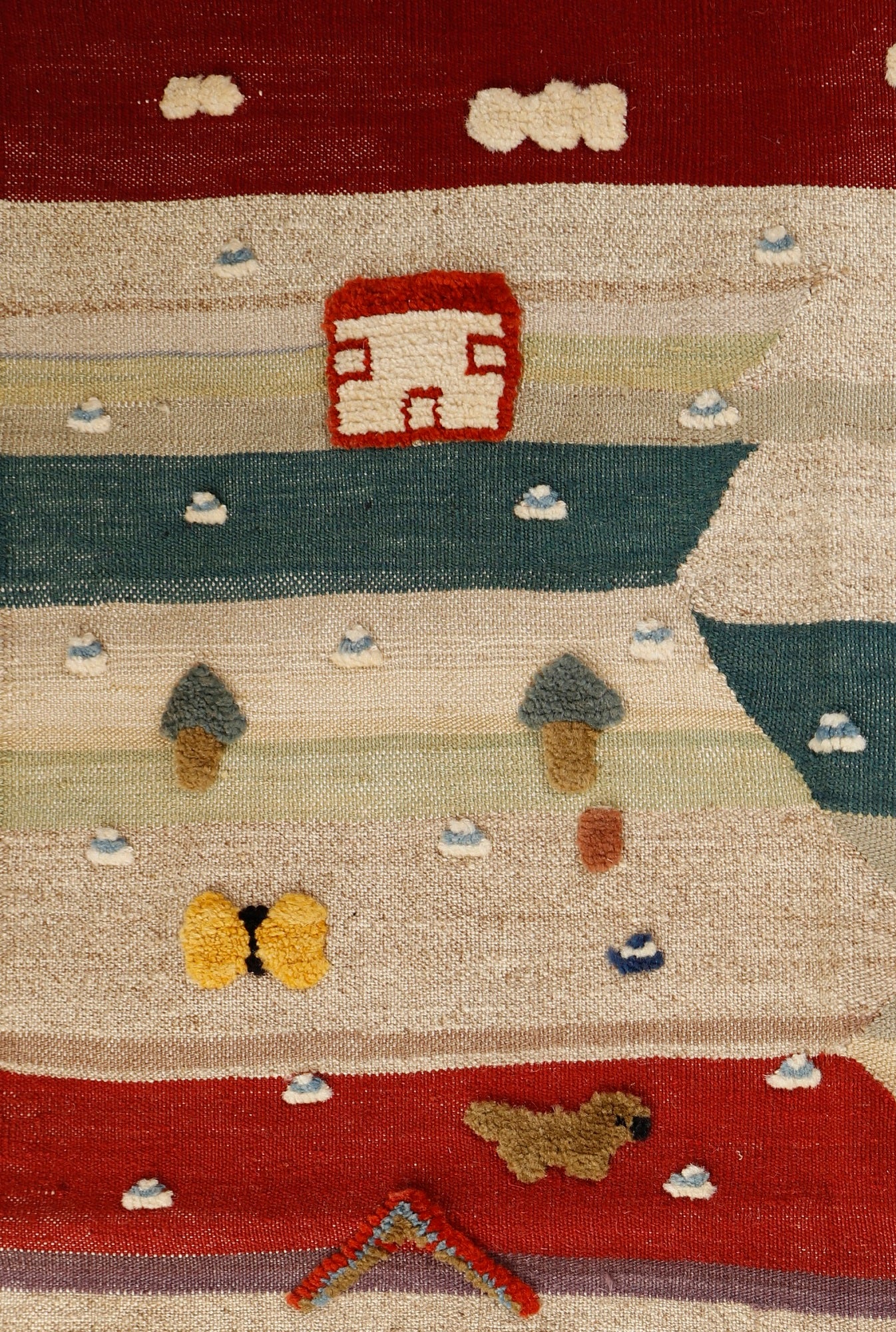 Handwoven Kids Rug: Colorful Street Turkish Kilim Rug (4`1`` x 5`3``)