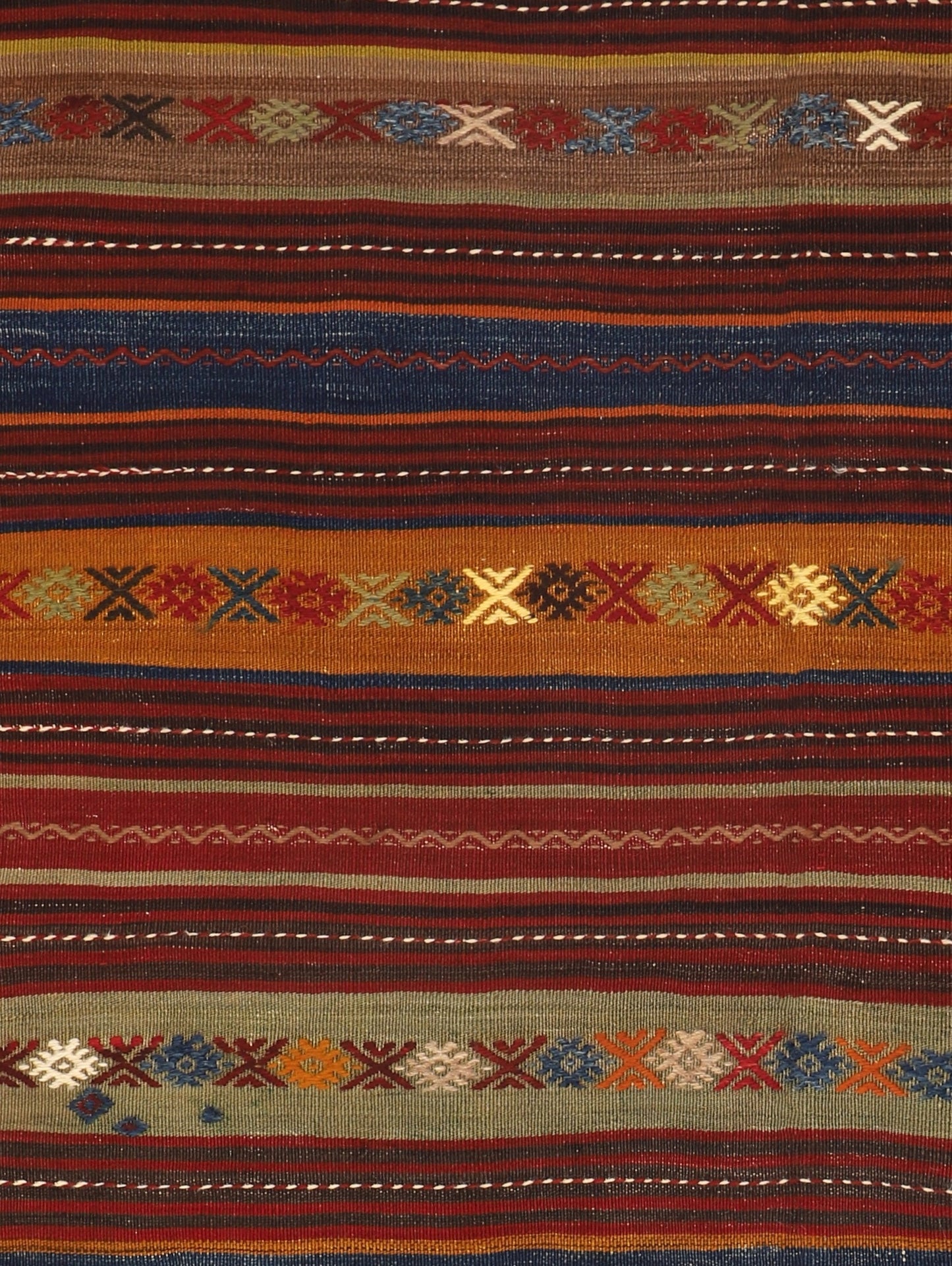 1960s Semi-Antique, Hand Wowen, All Wool, Turkish Kilim Rug, Konya Kilim Rug (4′10″ × 8′3″)