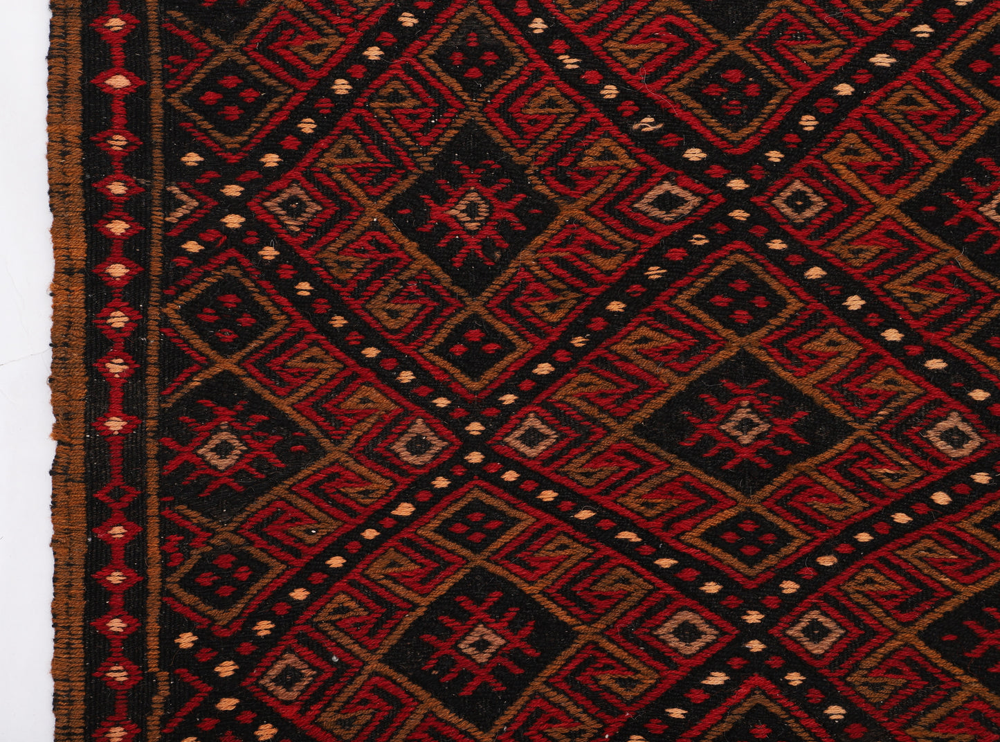 Vintage Hand Knotted Wool on Cotton Turkish Kilim Rug, Malatya Cicim