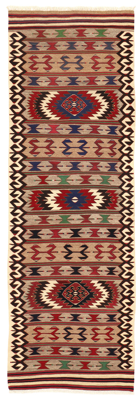 Hand Wowen Turkish Kilim Runner, Mut Kilim Runner (3'6" x 10'8")