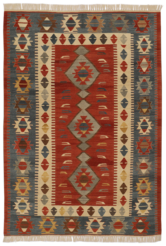 Hand Knotted All Wool Turkish Kilim Rug, Oushak Kilim