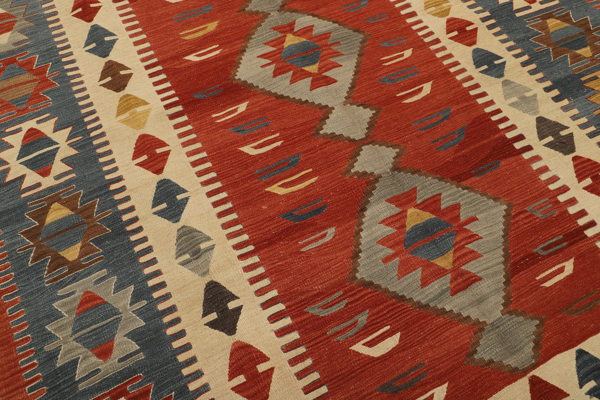 Hand Knotted All Wool Turkish Kilim Rug, Oushak Kilim