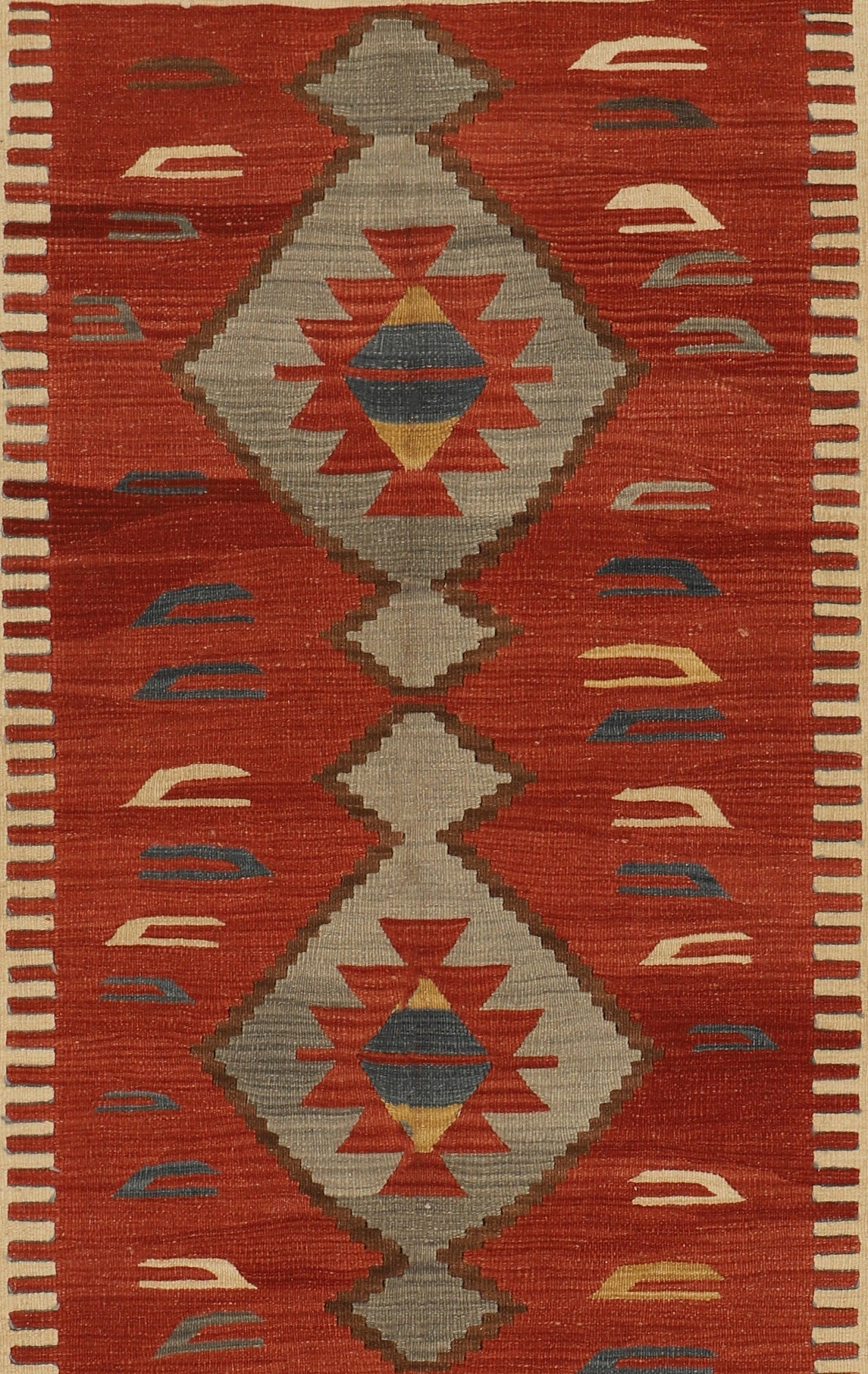 Hand Wowen All Wool Turkish Kilim Rug, Oushak Kilim Rug (5'5"x7'8")