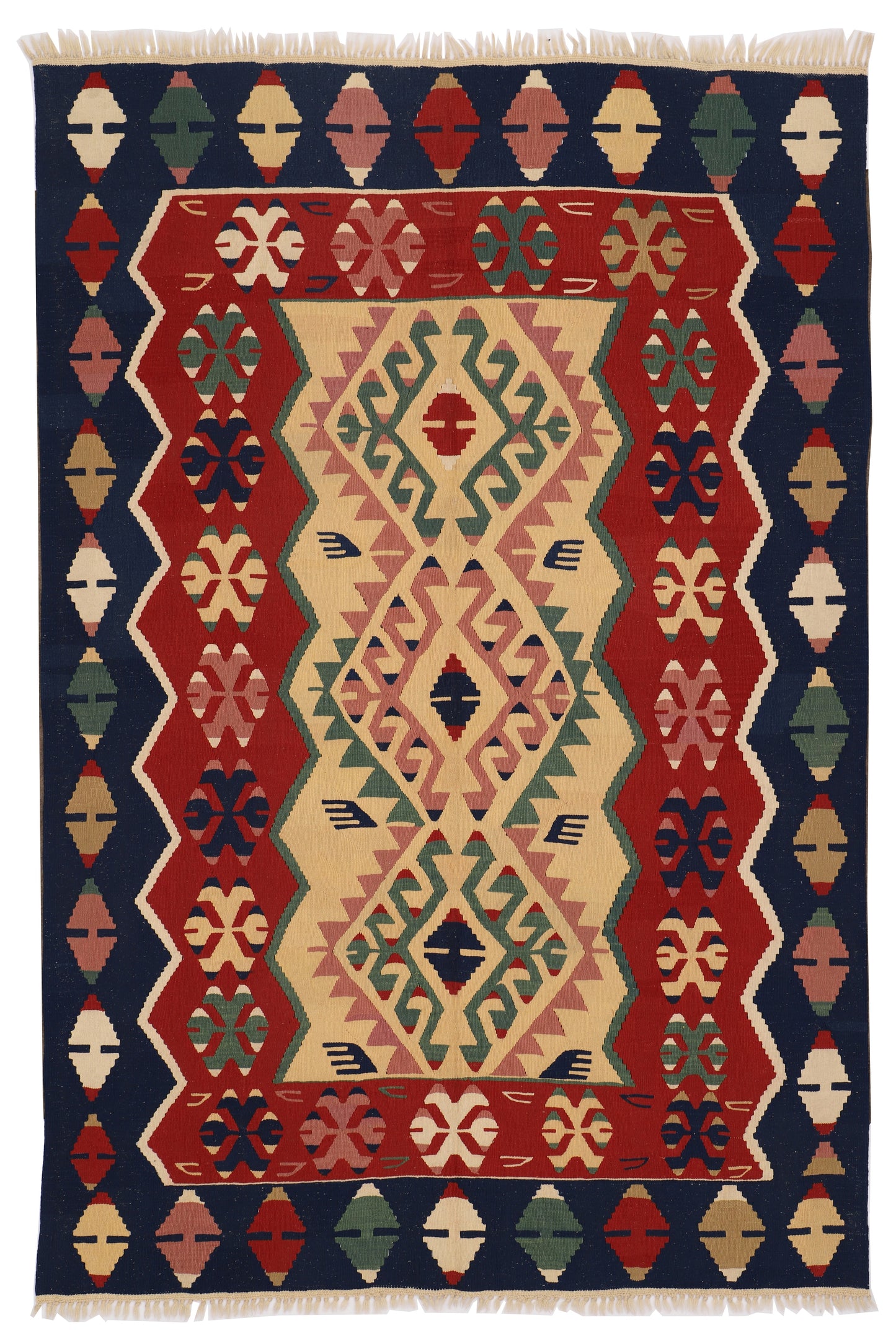 Hand Knotted All Wool Turkish Kilim Rug, Oushak Kilim