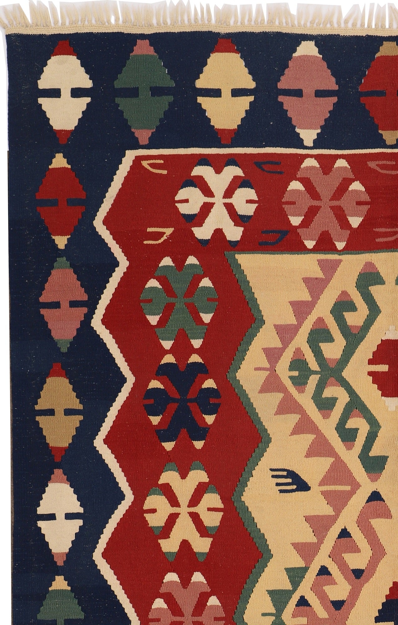 Hand Knotted All Wool Turkish Kilim Rug, Oushak Kilim Rug (5'7" x 8'3")