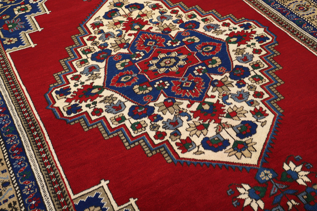 1970s Vintage Hand Knotted All Wool Turkish Rug, Taspinar Rug (6′4″ × 10′)