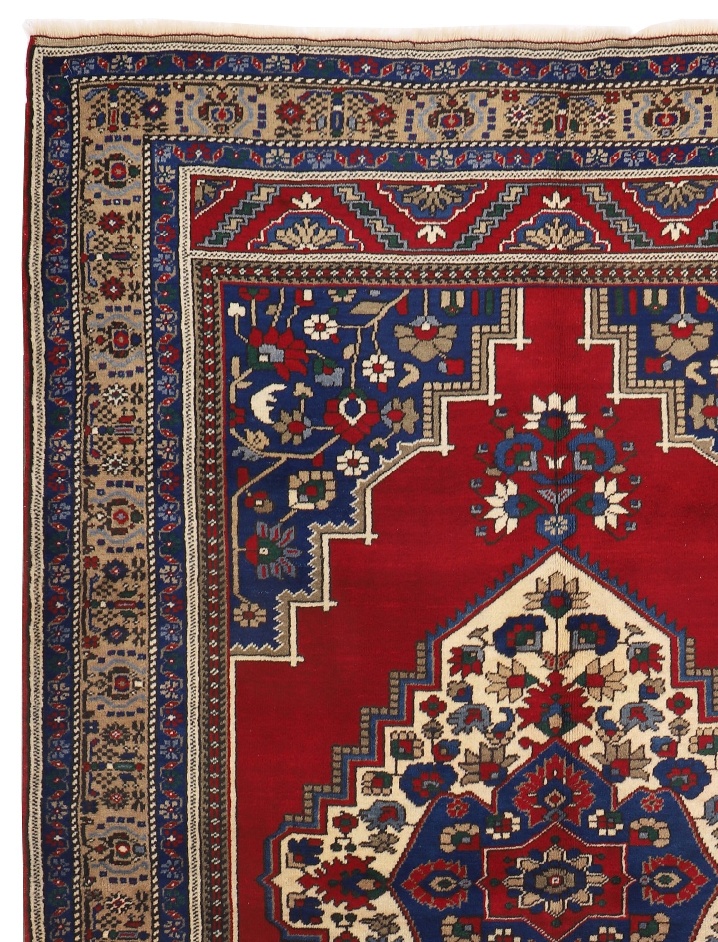 1970s Vintage Hand Knotted All Wool Turkish Rug, Taspinar Rug (6′4″ × 10′)