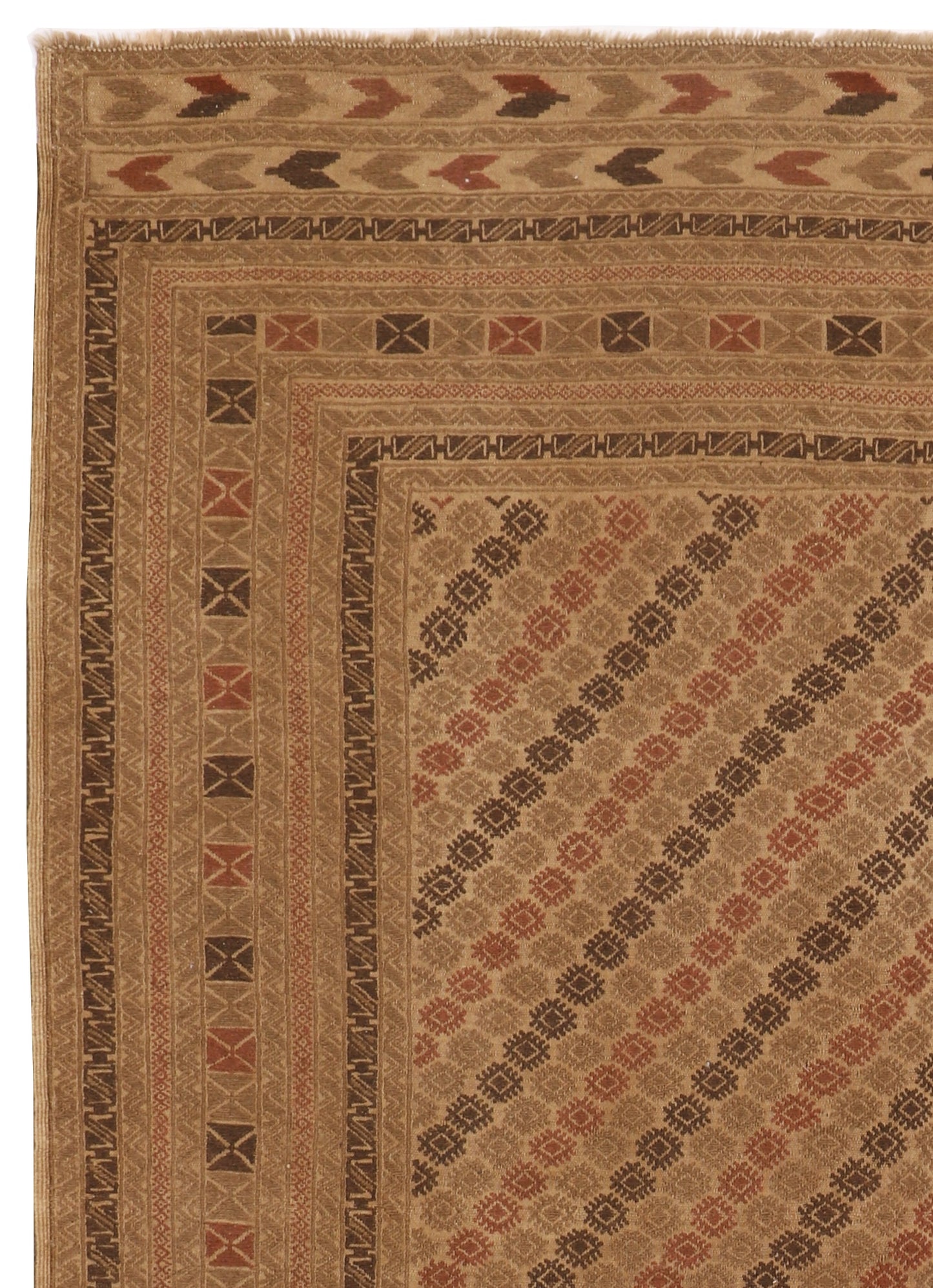 Hand Knotted All Wool Afghan Rug, Turkoman Rug (6'6" x 9')