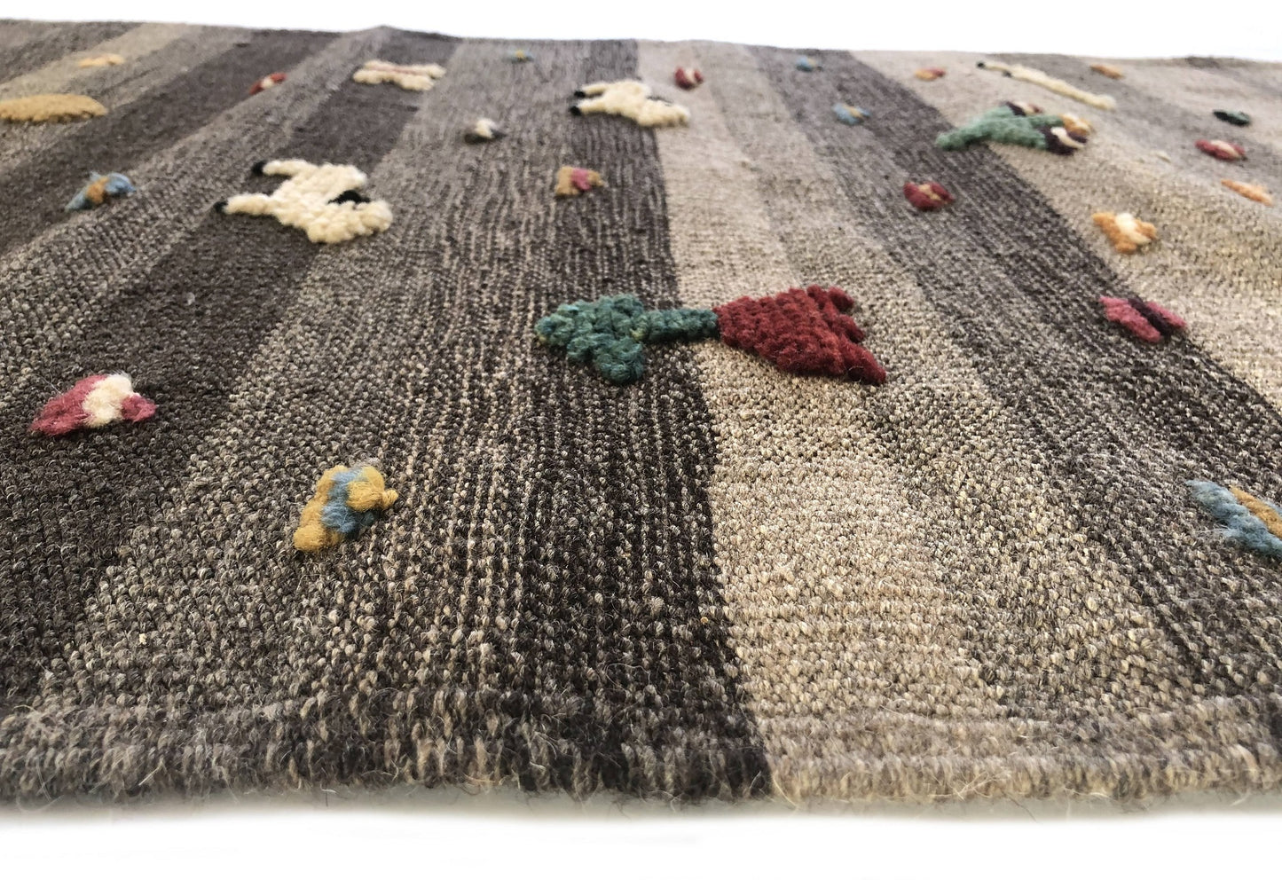 Handwoven Kids Rug: Baby Goats Turkish Kilim Rug (2`6`` x 3`7``)