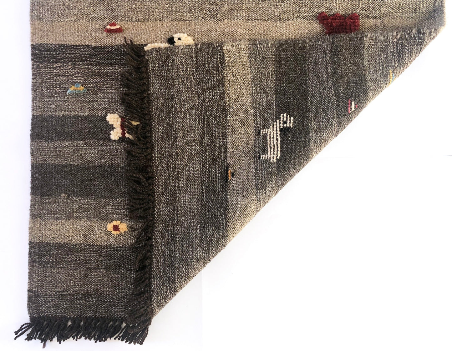 Handwoven Kids Rug: Baby Goats Turkish Kilim Rug (2`6`` x 3`7``)