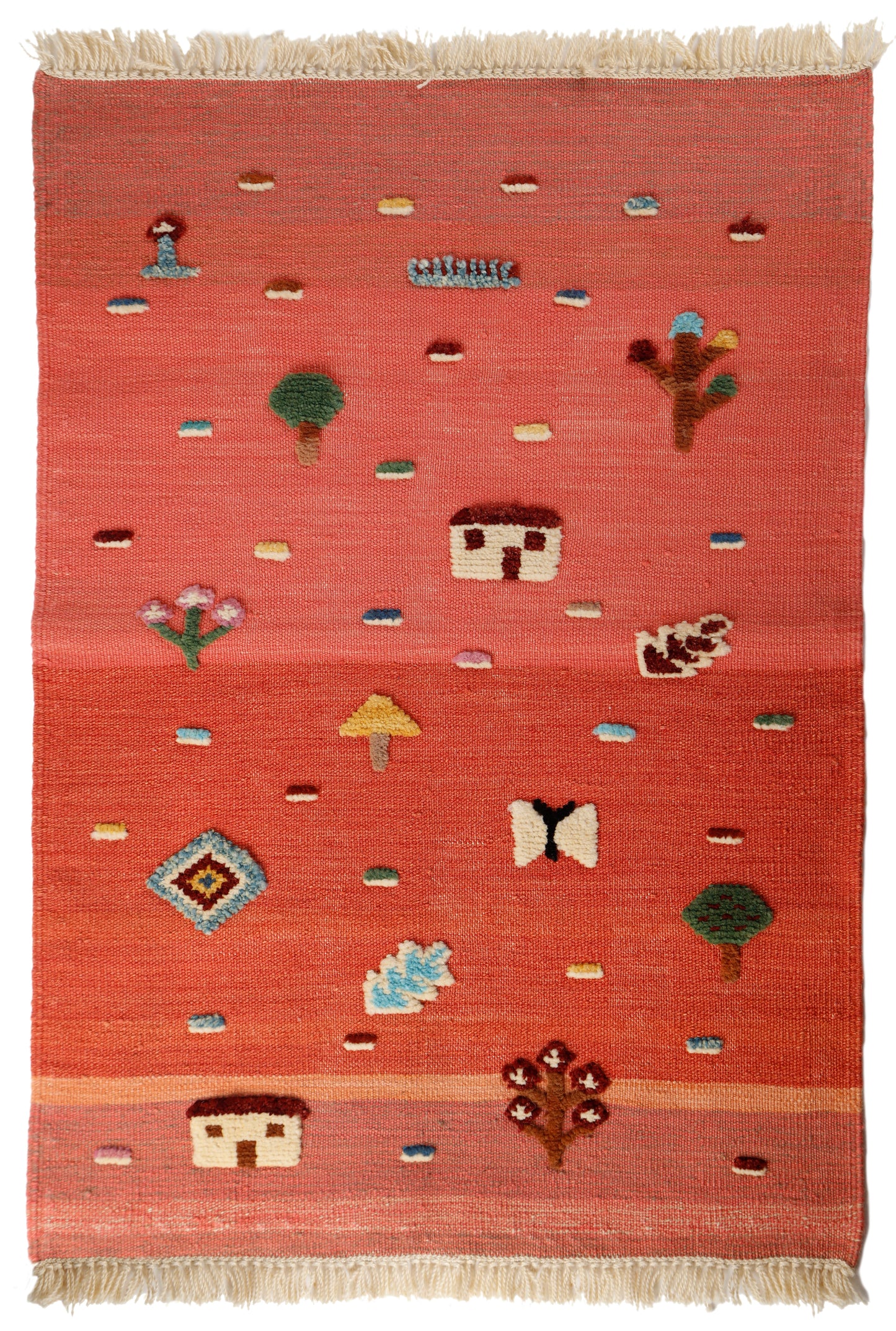 Handwoven Kids Rug: Floor is Lava Turkish Kilim Rug (2`7`` x 3`7``)