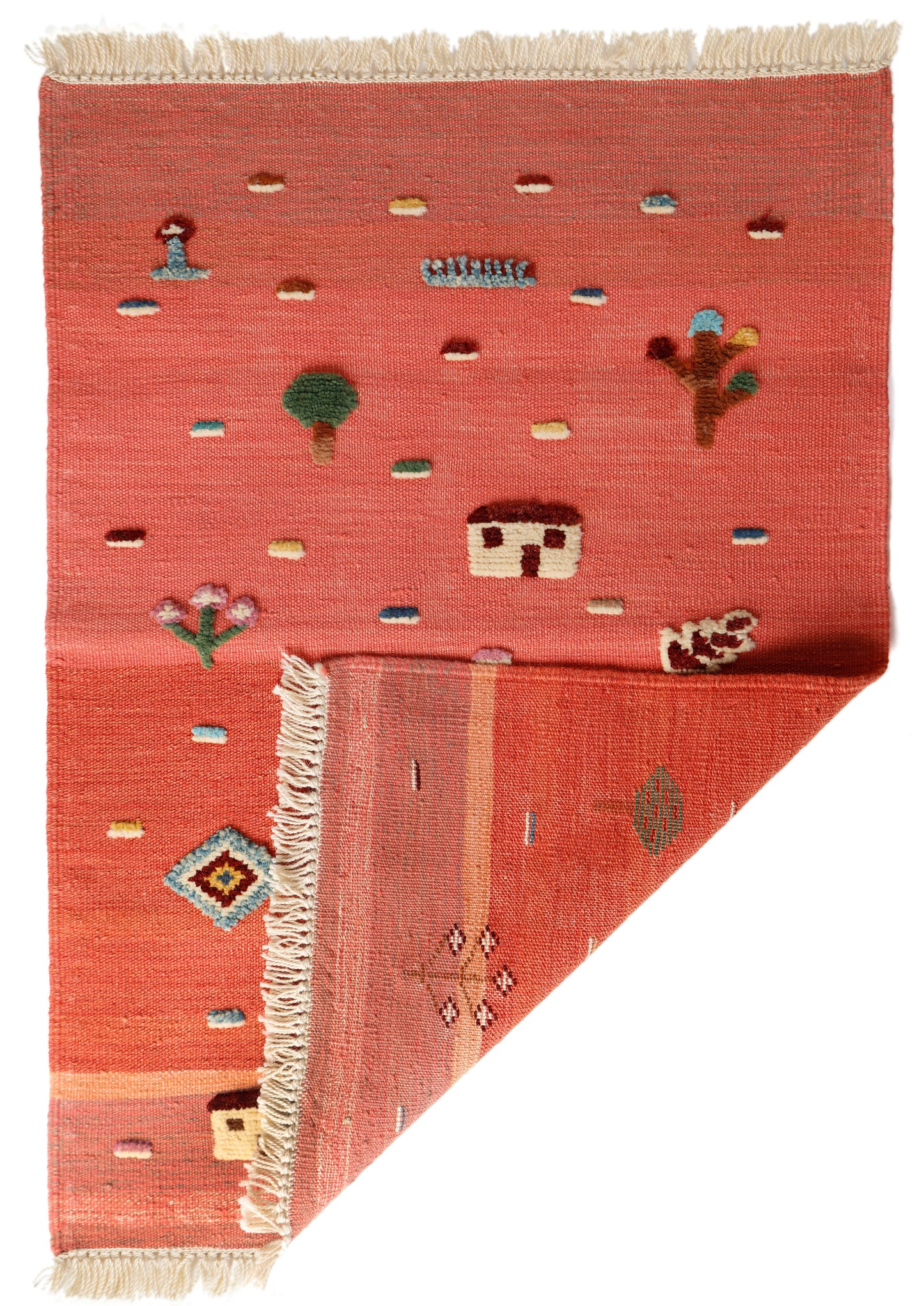 Handwoven Kids Rug: Floor is Lava Turkish Kilim Rug (2`7`` x 3`7``)