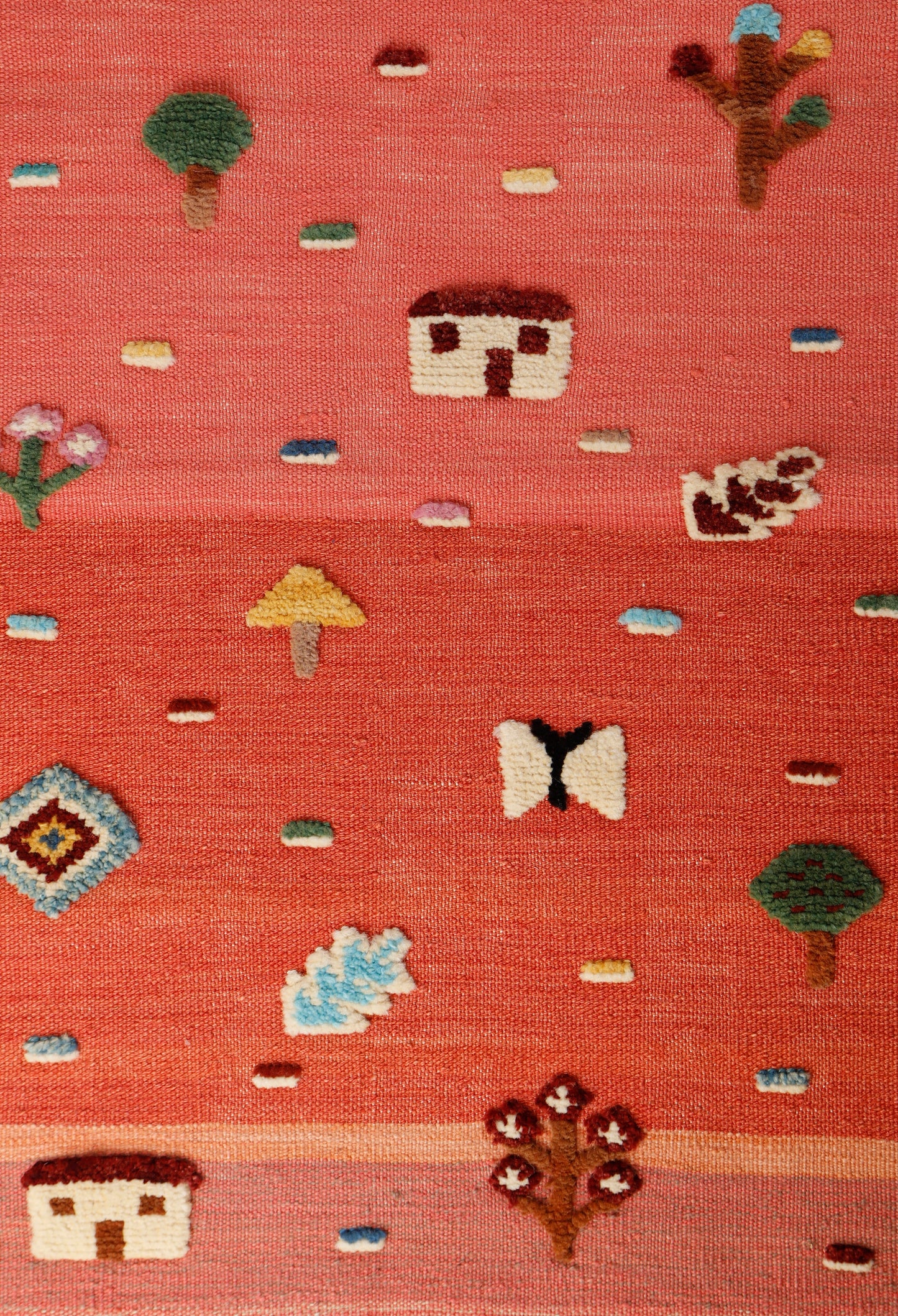 Handwoven Kids Rug: Floor is Lava Turkish Kilim Rug (2`7`` x 3`7``)