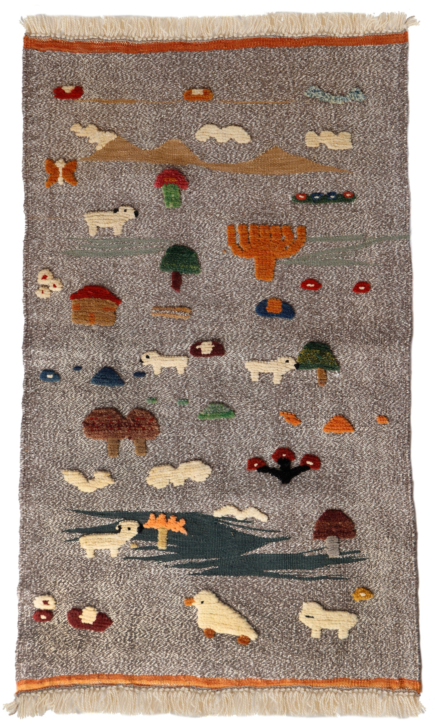 Handwoven Kids Rug: Busy Farm Turkish Kilim Rug- (2'6`` x 4'2``)