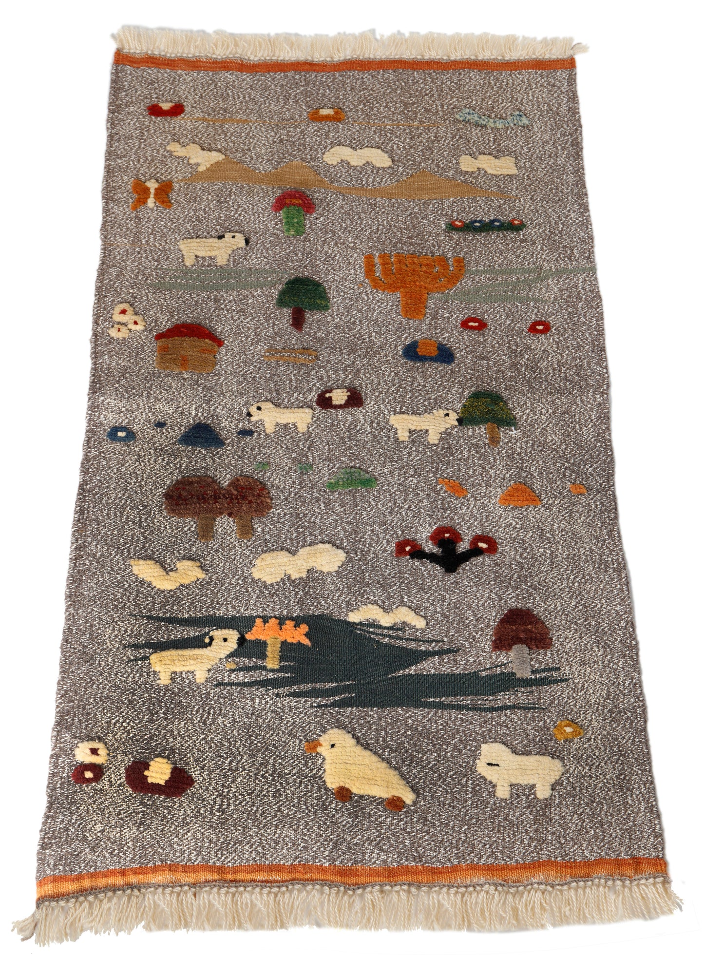 Handwoven Kids Rug: Busy Farm Turkish Kilim Rug- (2'6`` x 4'2``)