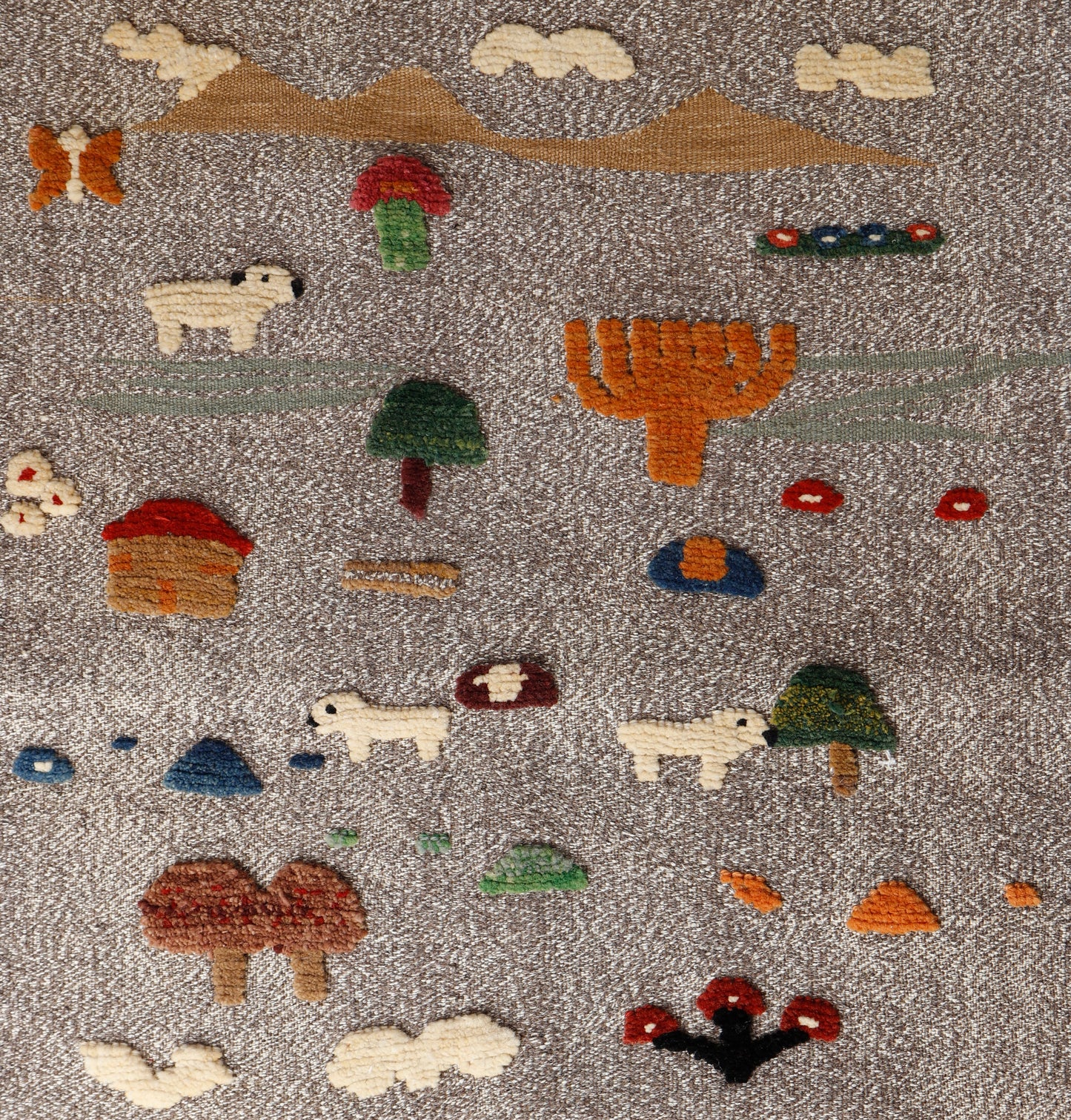 Handwoven Kids Rug: Busy Farm Turkish Kilim Rug- (2'6`` x 4'2``)