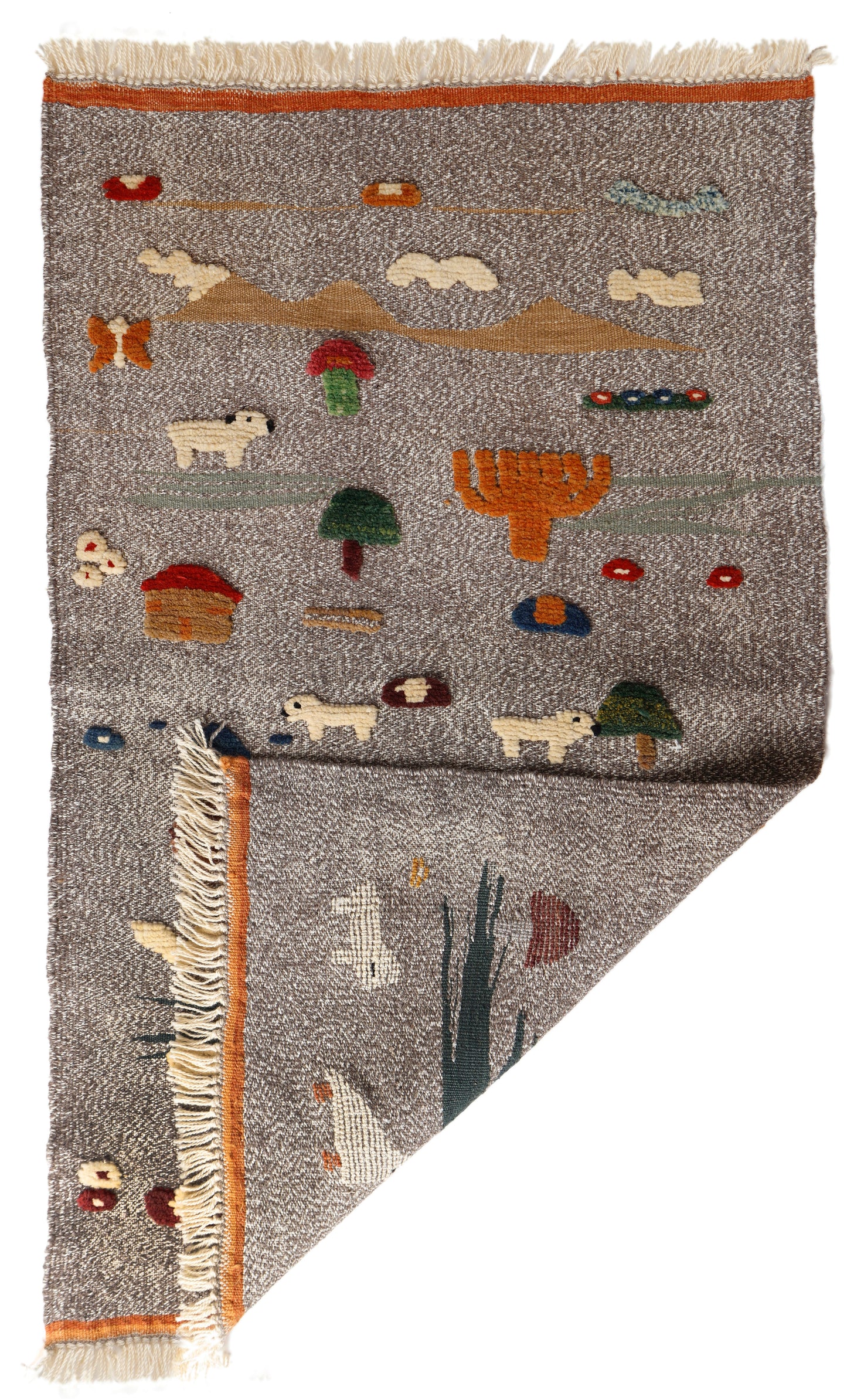 Handwoven Kids Rug: Busy Farm Turkish Kilim Rug- (2'6`` x 4'2``)