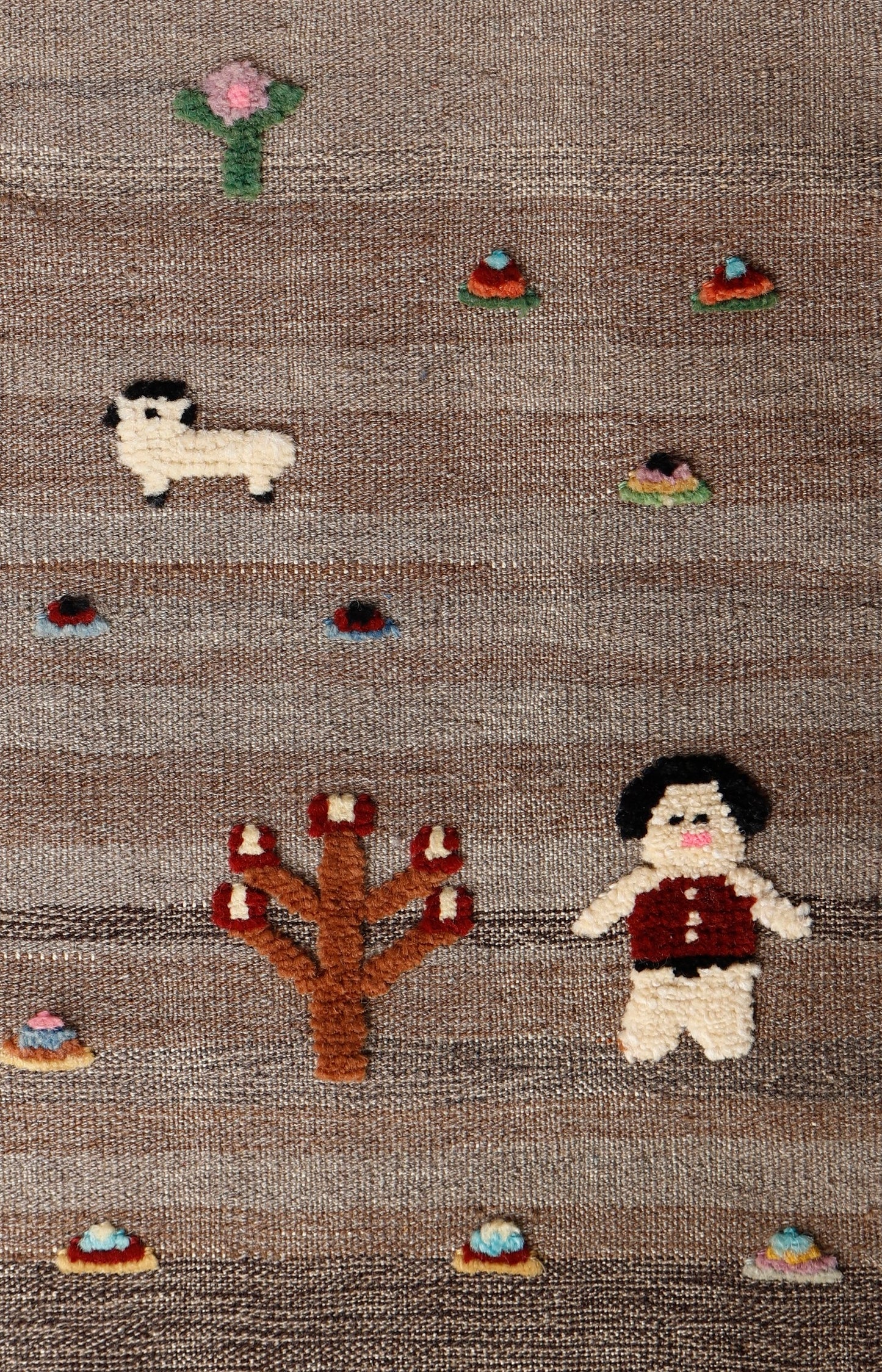 Handwoven Kids Rug: Red Roses Turkish Kilim Rug (3`0`` x 4`4``)