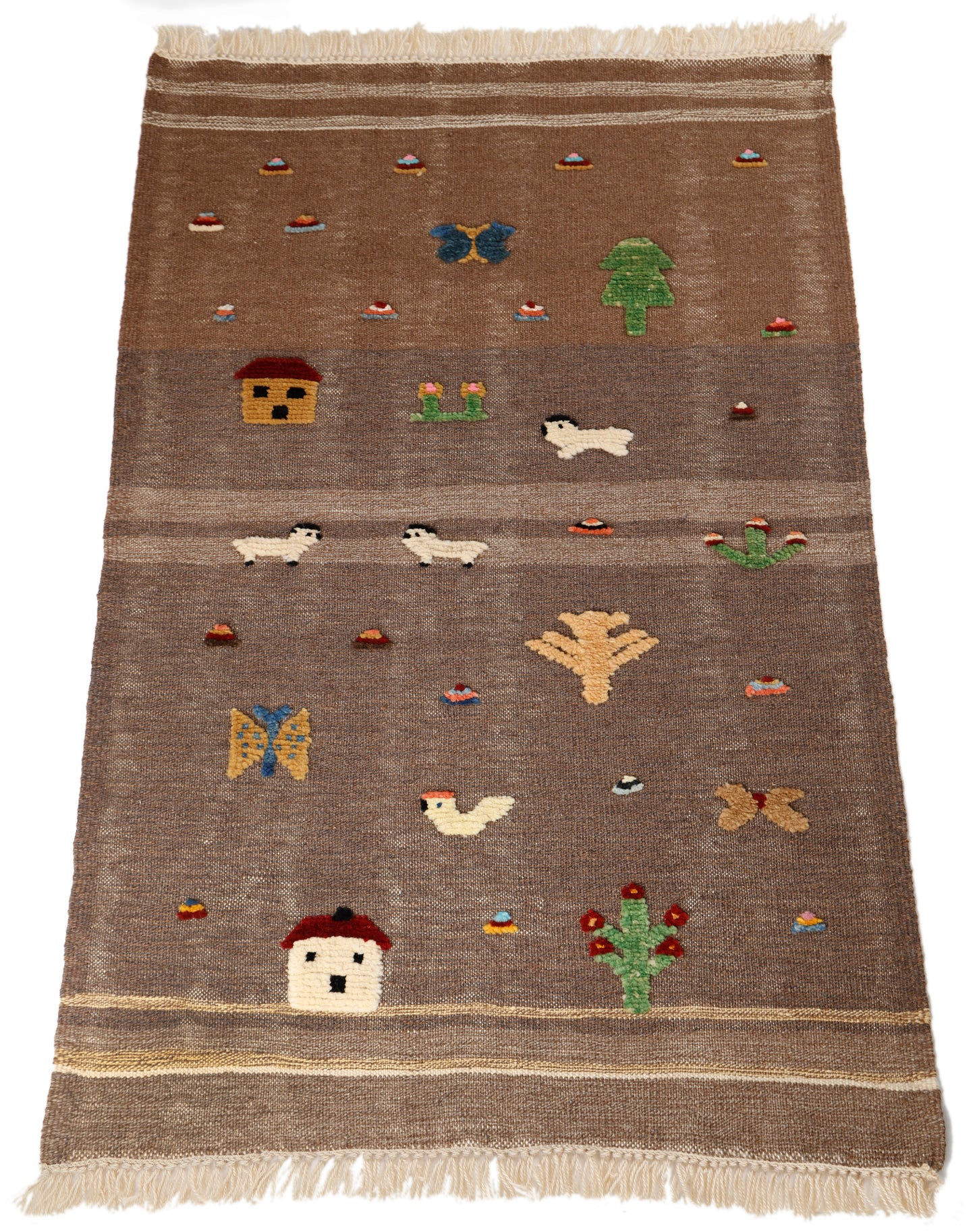 Handwoven Kids Rug: Muddy Playground Turkish Kilim Rug (2`2`` x 4`7``)