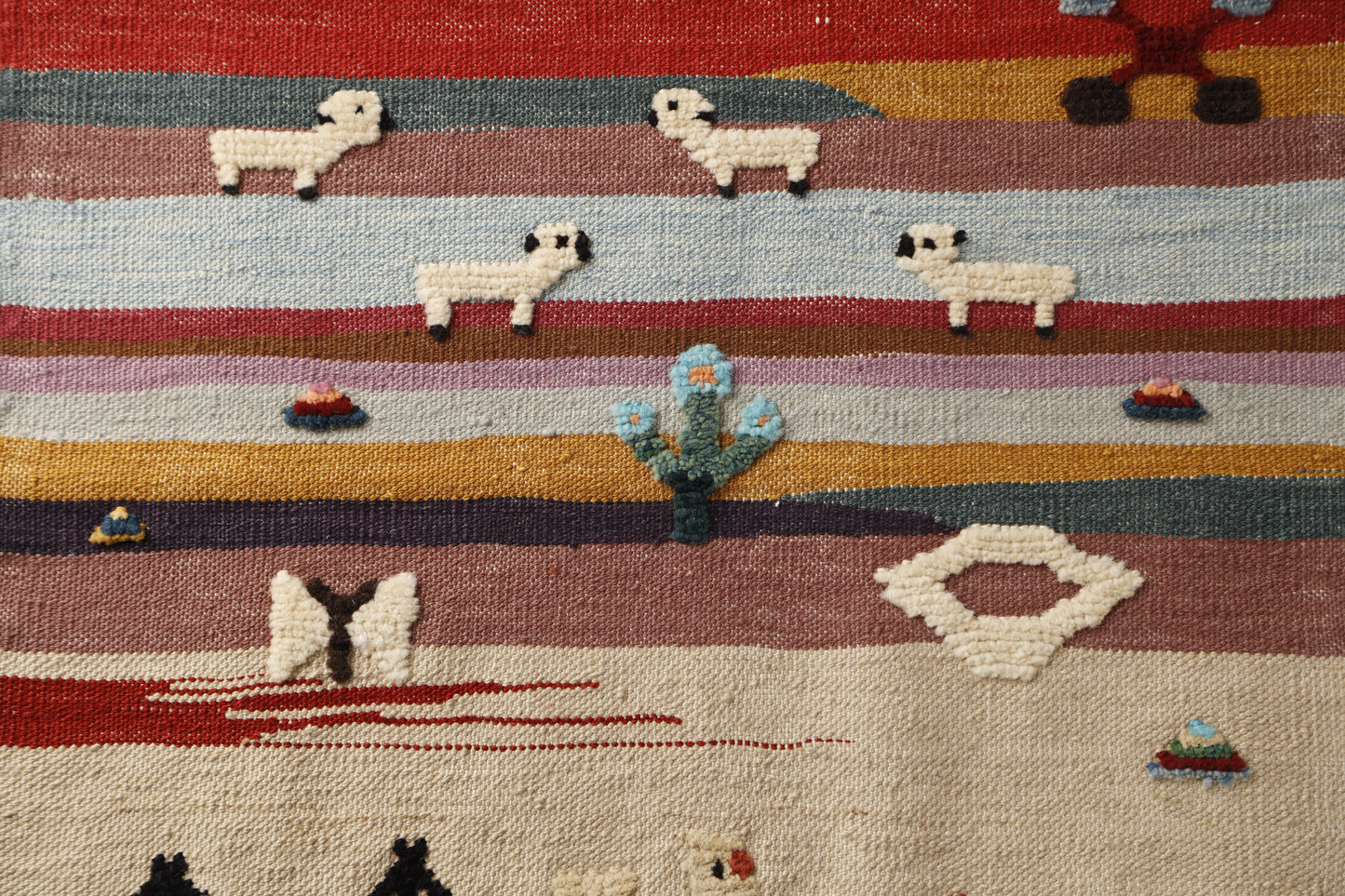 Handwoven Kids Rug: Rainbow World Turkish Kilim Rug (2`9`` x 4`0``)