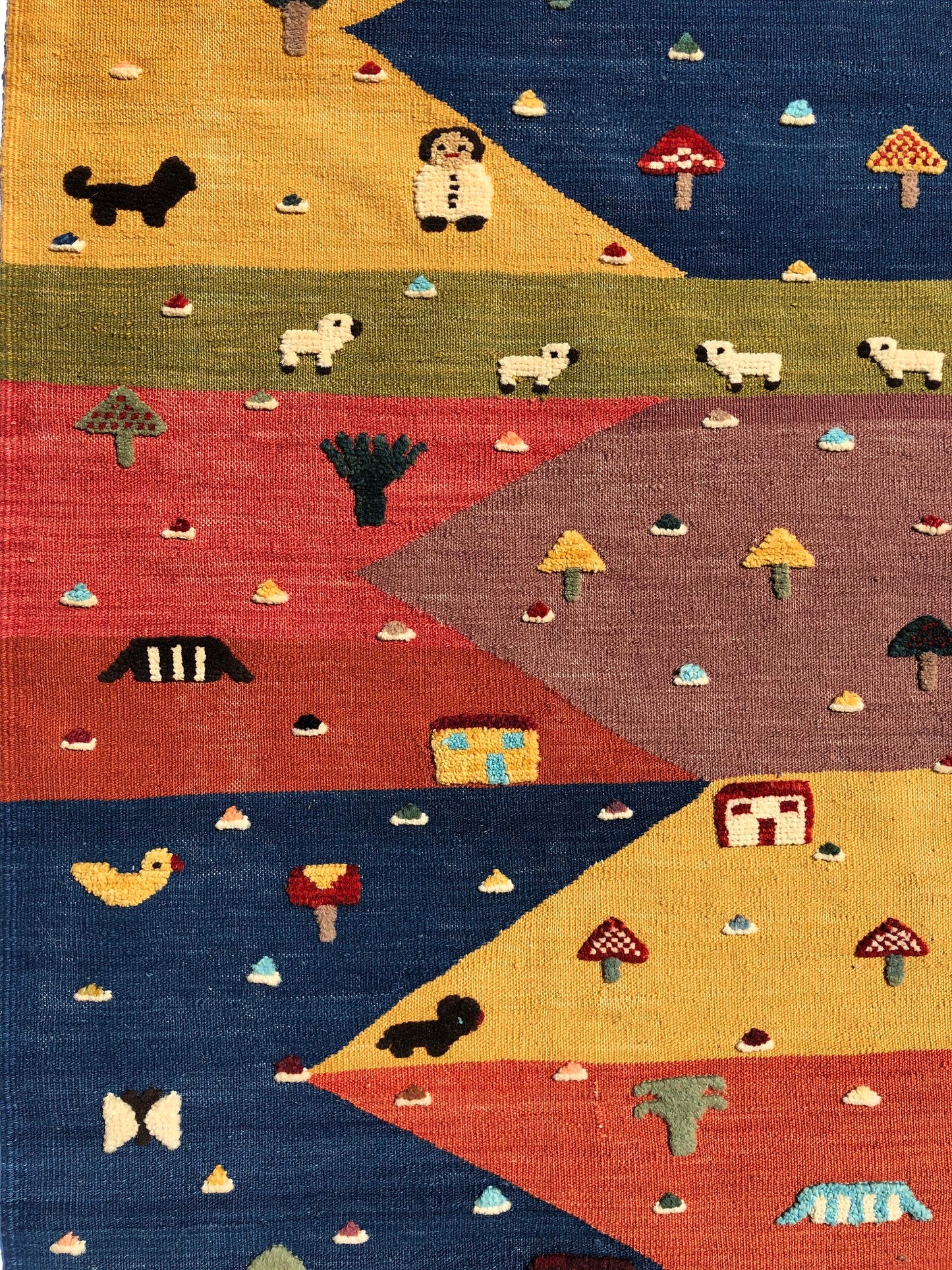 Handwoven Kids Rug: Dance with Colors Turkish Kilim Rug (3`5`` x 5`6``)