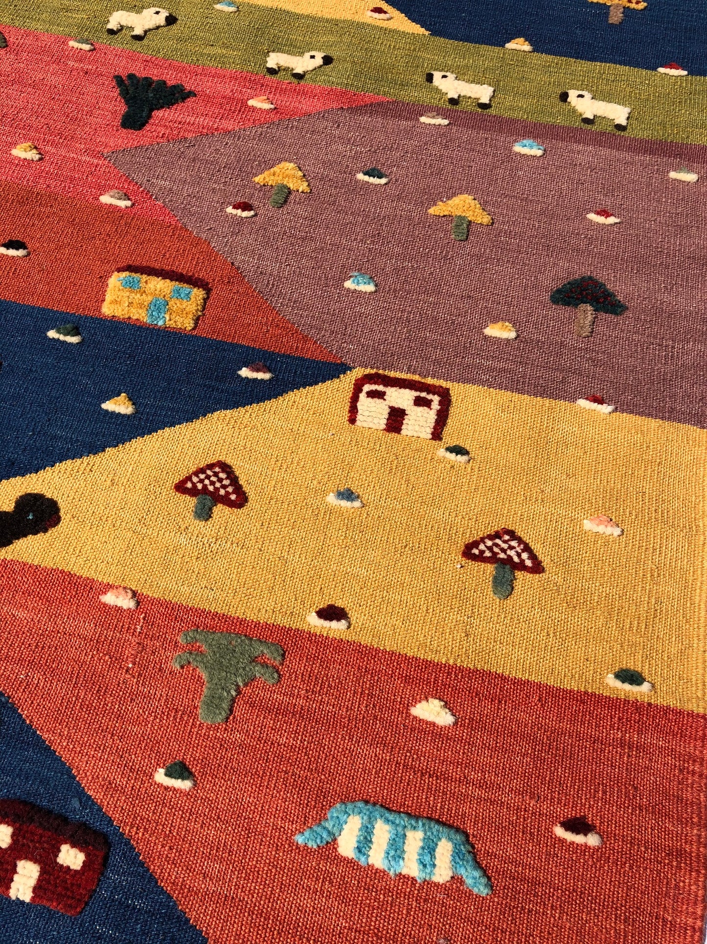 Handwoven Kids Rug: Dance with Colors Turkish Kilim Rug (3`5`` x 5`6``)