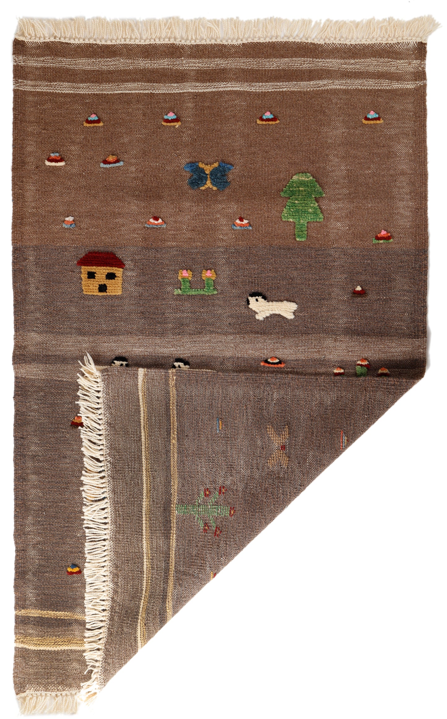 Handwoven Kids Rug: Muddy Playground Turkish Kilim Rug (2`2`` x 4`7``)