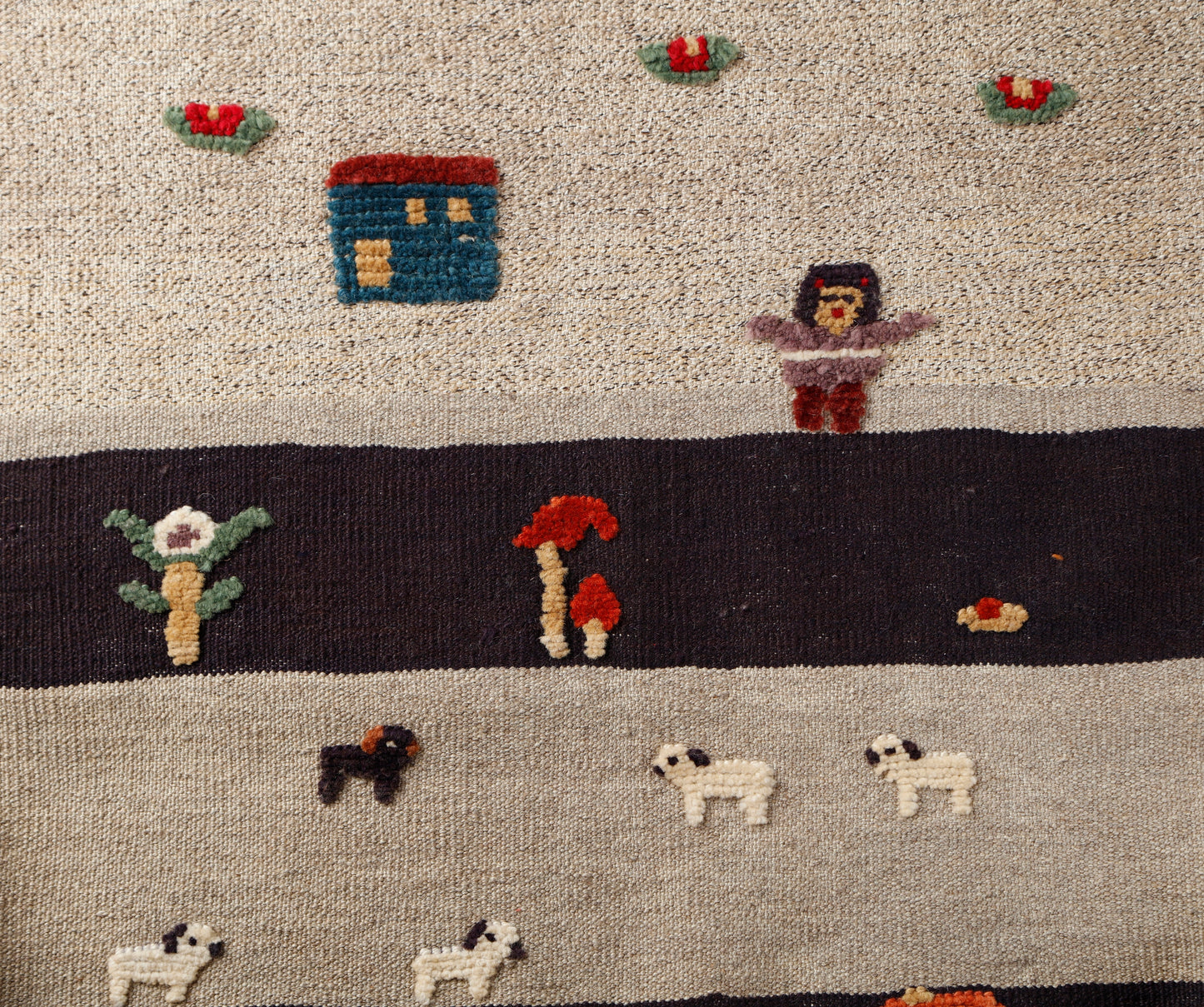 Handwoven Kids Rug: Forest Life Turkish Kilim Rug (3`0 x 4`3)