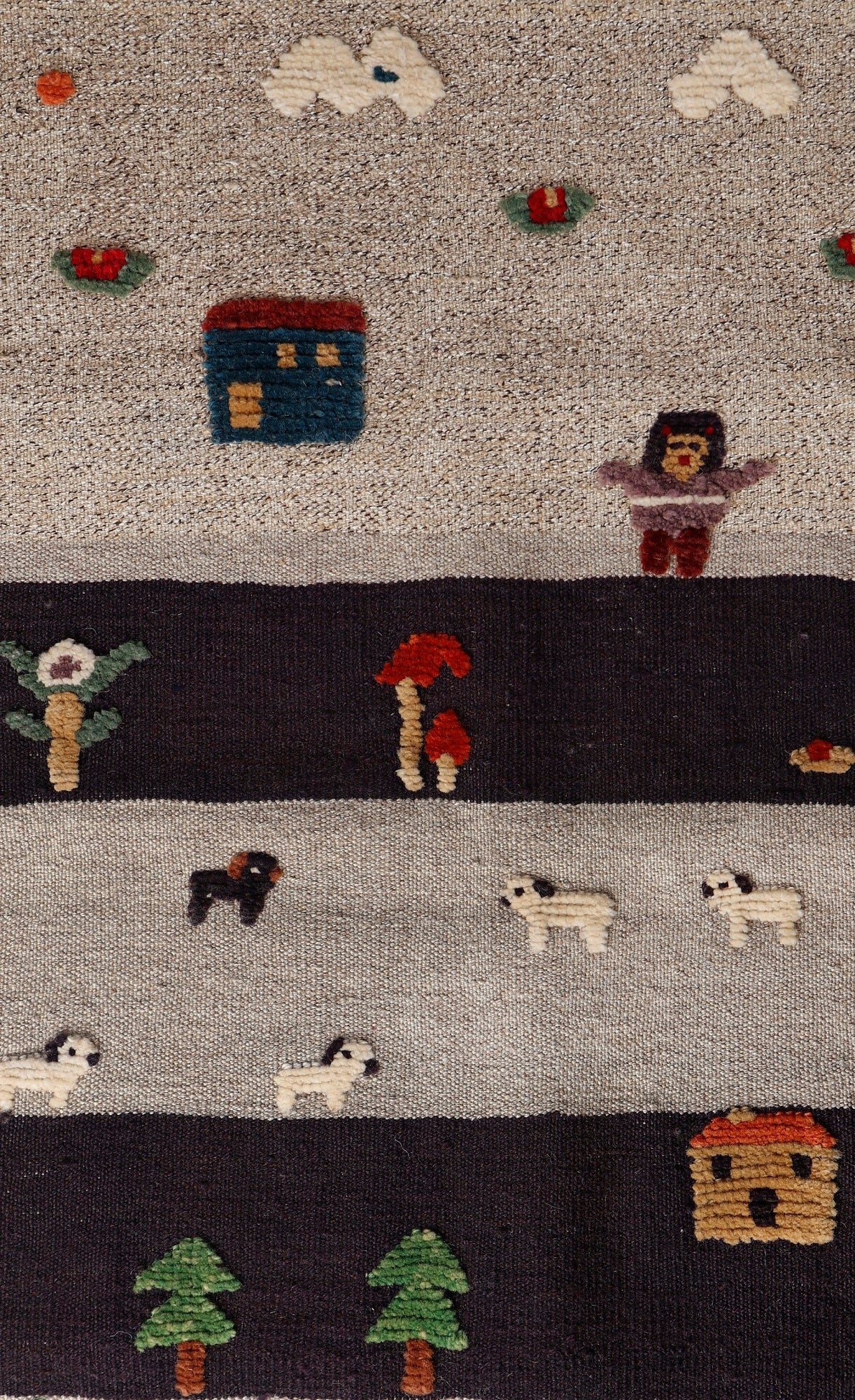 Handwoven Kids Rug: Forest Life Turkish Kilim Rug (3`0 x 4`3)