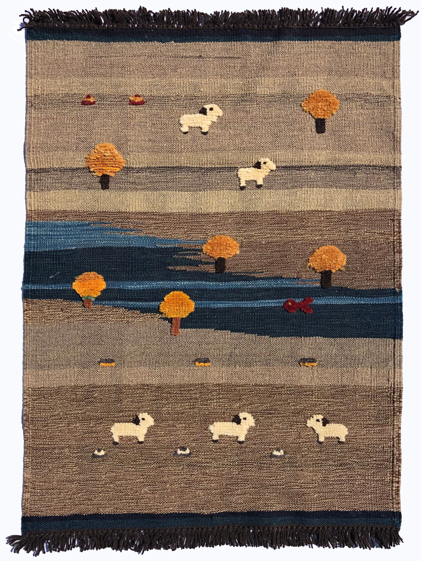 Handwoven Kids Rug: River Side Turkish Kilim Rug (2`8`` x 3`7``)