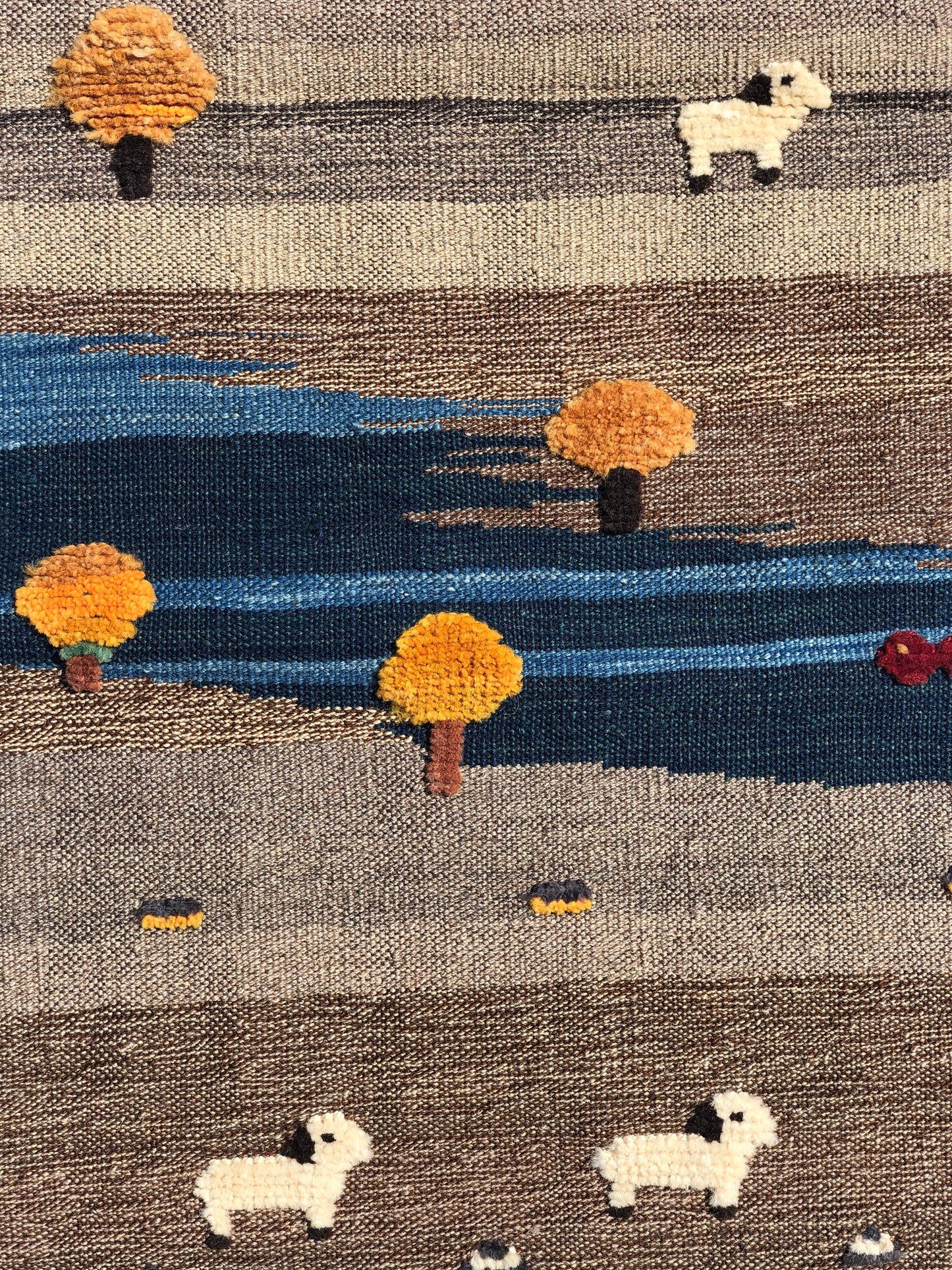 Handwoven Kids Rug: River Side Turkish Kilim Rug (2`8`` x 3`7``)