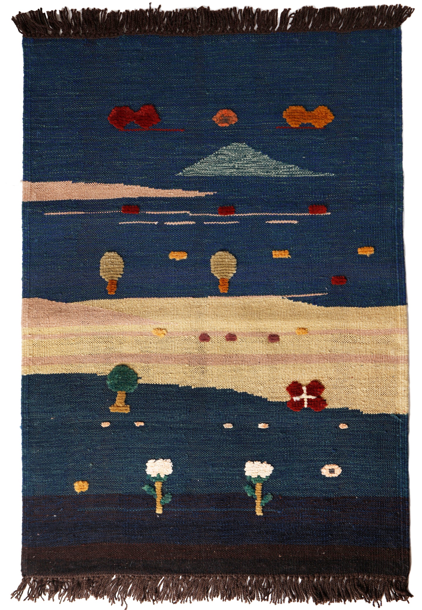 Handwoven Kids Rug: Sandy Beach Turkish Kilim Rug (2`8`` x 3`9``)