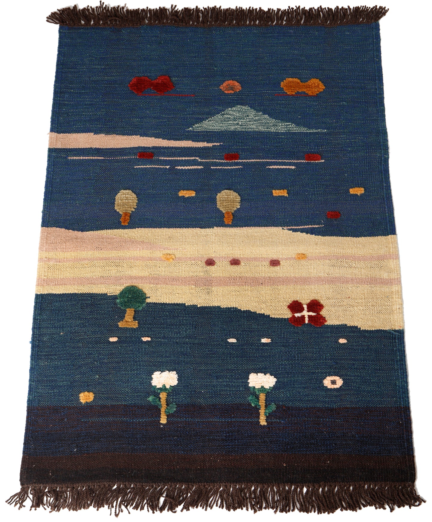 Handwoven Kids Rug: Sandy Beach Turkish Kilim Rug (2`8`` x 3`9``)